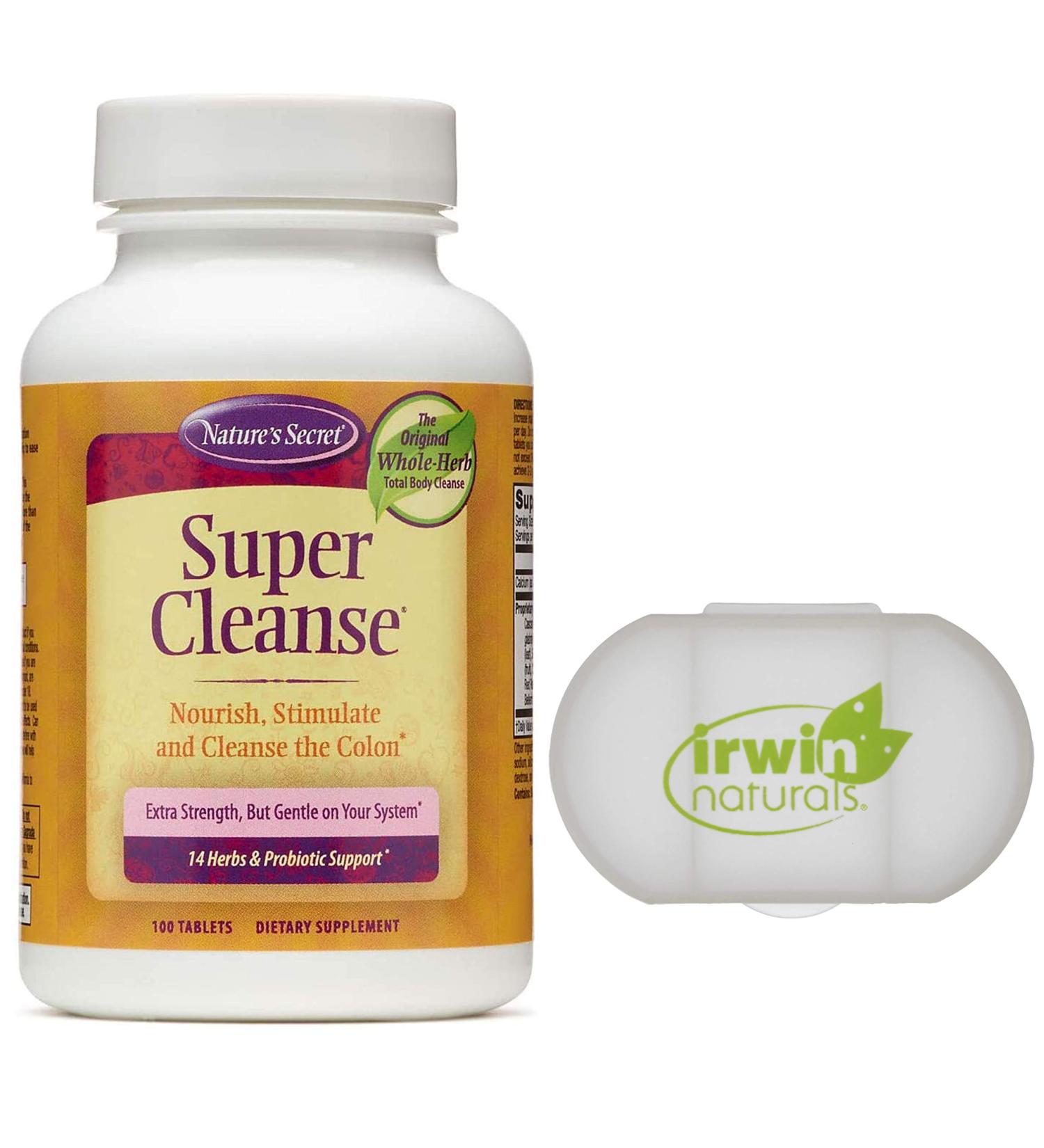 Nature's Secret Super Cleanse Extra Strength Toxin Detox - Total Body Cleanse & Digestive Health Support - 100 Tablets with Pill Case - Buy Online on GoSupps.com