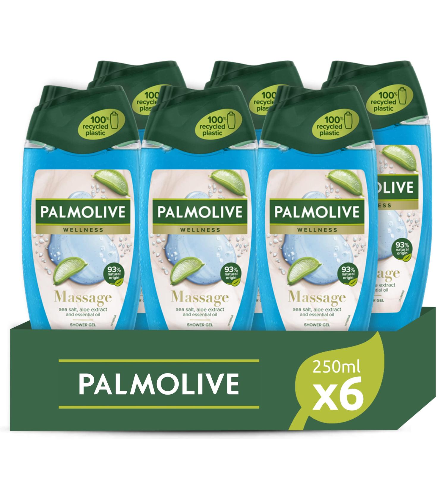 Palmolive Wellness Aroma Sensations Massage Shower Bath with Sea Salt & Aloe Extract - 100% Natural Oil | 6 x 250 ml - Ultimate Relaxation & Skin Nourishment - Buy Online on GoSupps.com