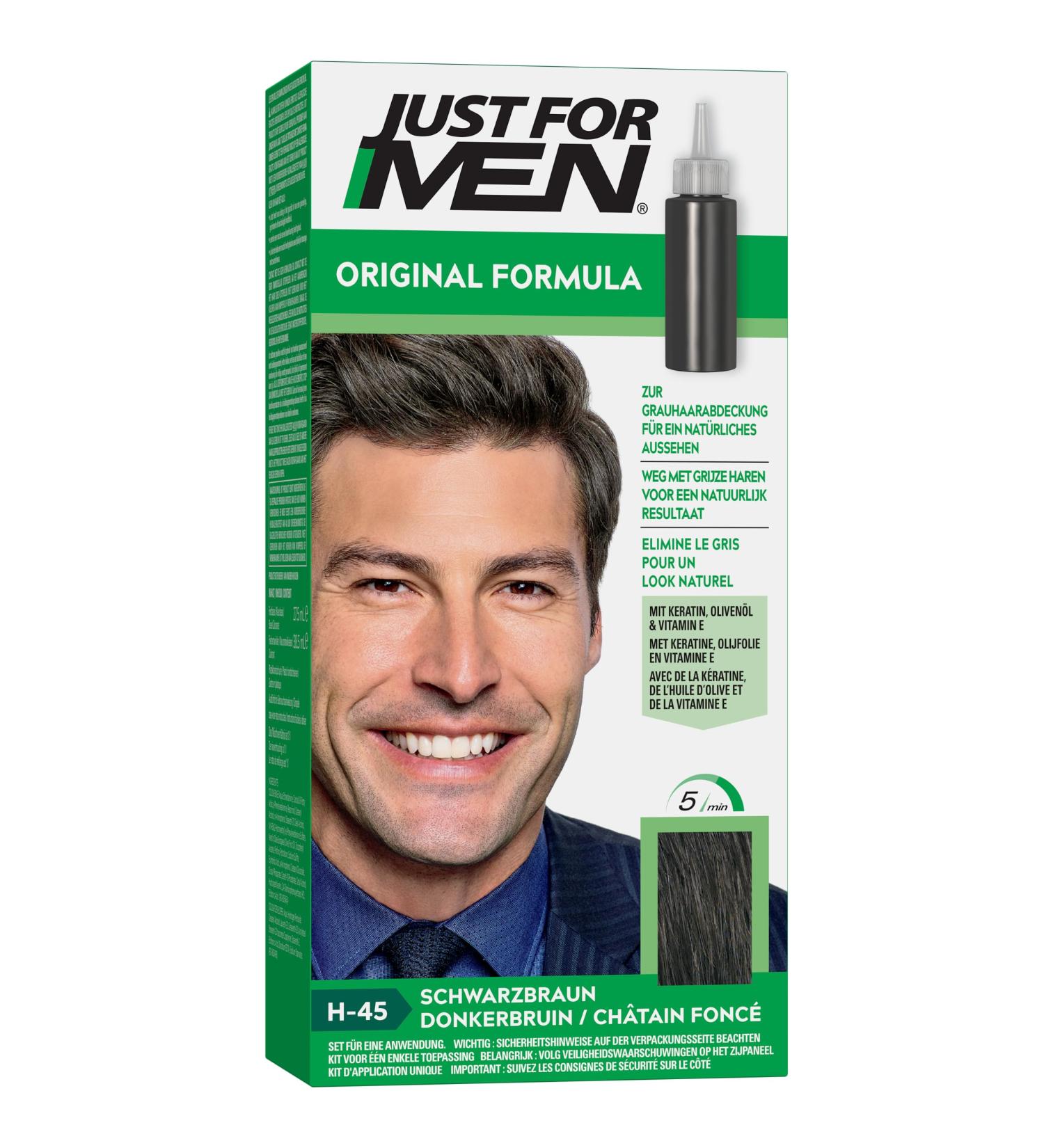 Just For Men Hair Dye Gel H45 - Black Brown | 1 Count | Covers Grey & Restores Natural Color - Buy Online on GoSupps.com