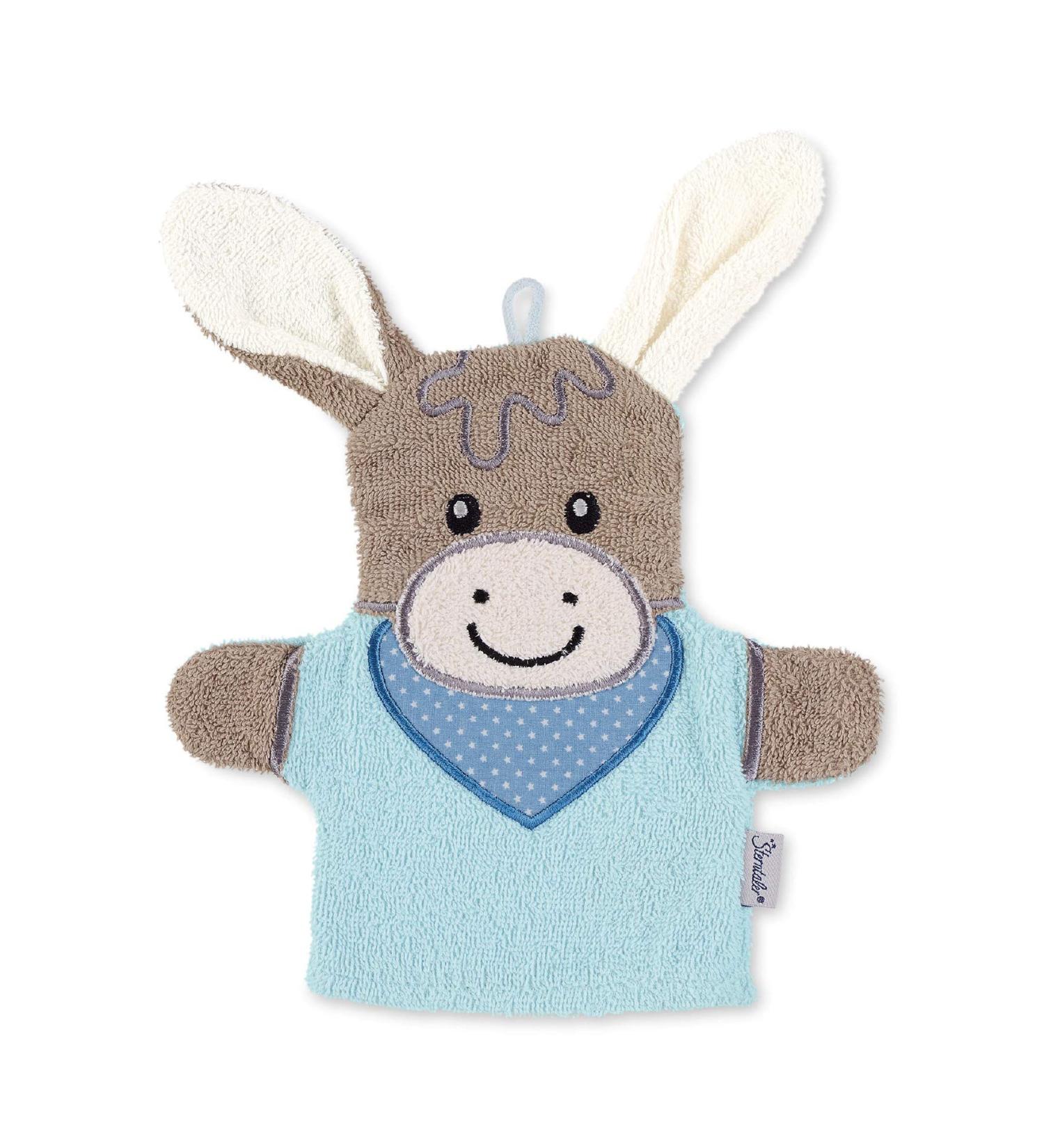 Sterntaler play wash mitt donkey Emmi size: 28 x 24 cm light blue Emmi 2020 Single