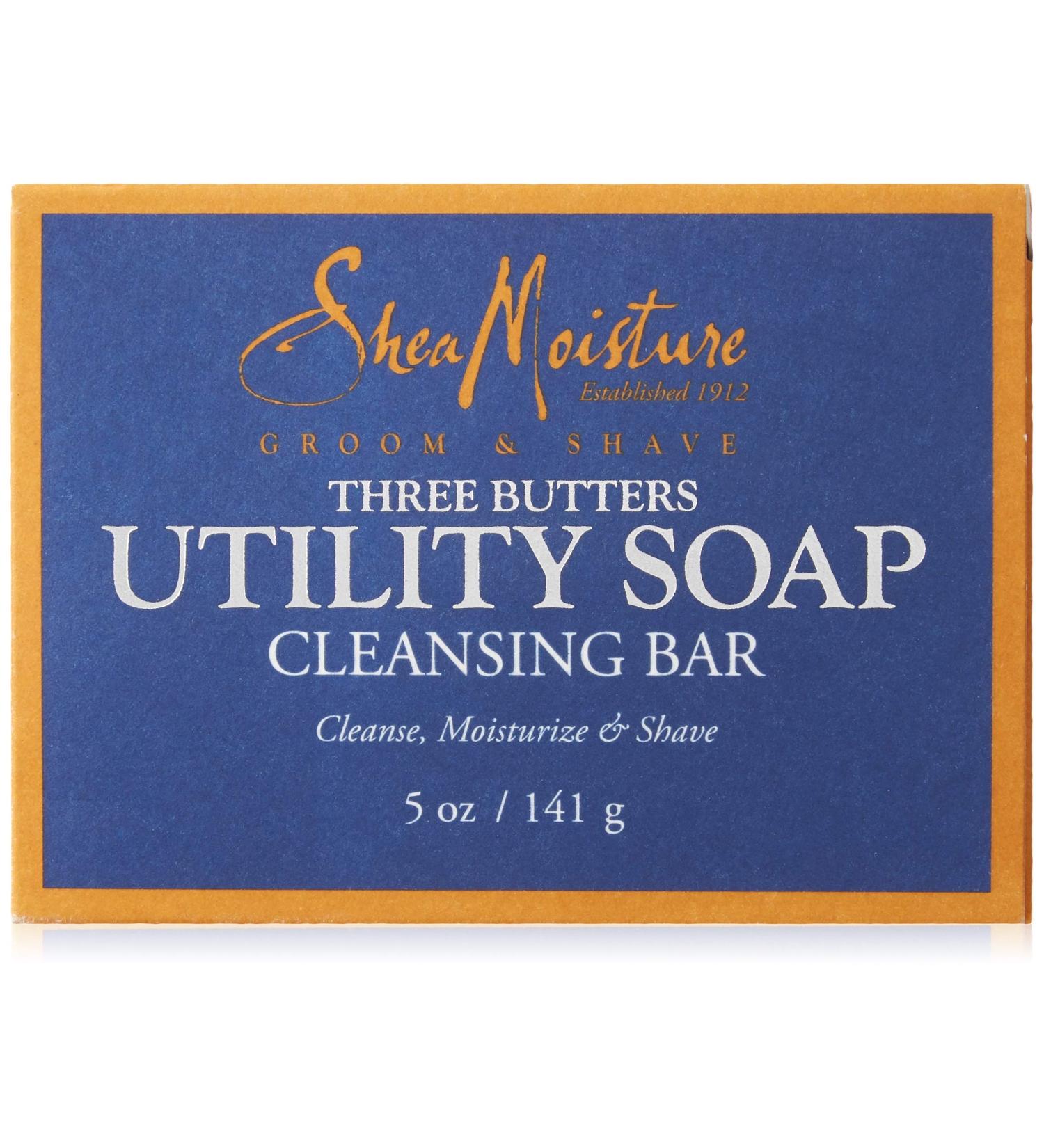 SheaMoisture Three Butters Menâ€™s Cleansing Bar Soap - 5 oz (142g) | Nourishing, Hydrating, Natural - Buy Online on GoSupps.com