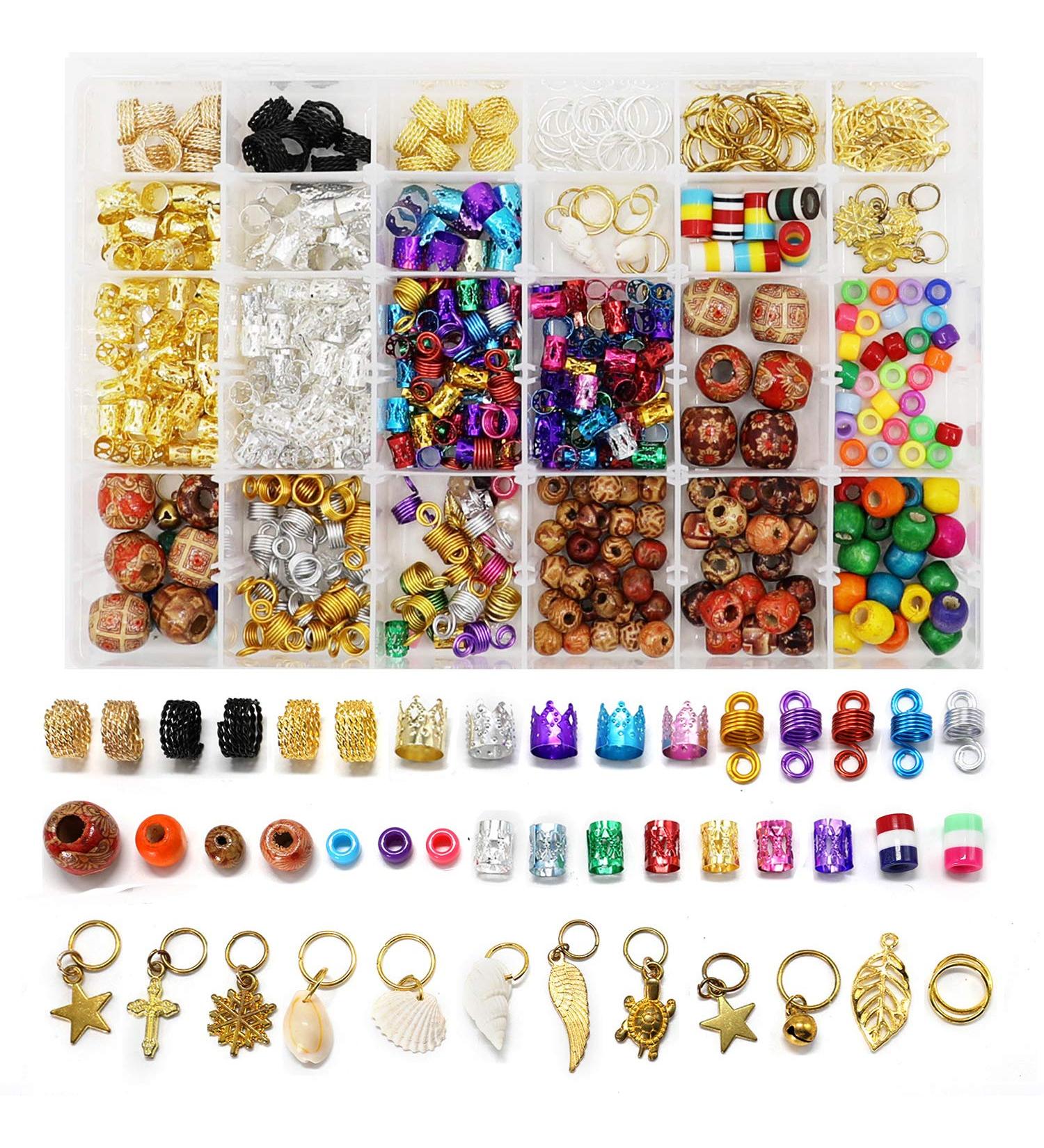 Jolitac 620 PCS Braid Jewelry Set - Gold & Silver Beads, Rings, Charms, Clips - Hair Braid Accessories - Buy Online on GoSupps.com