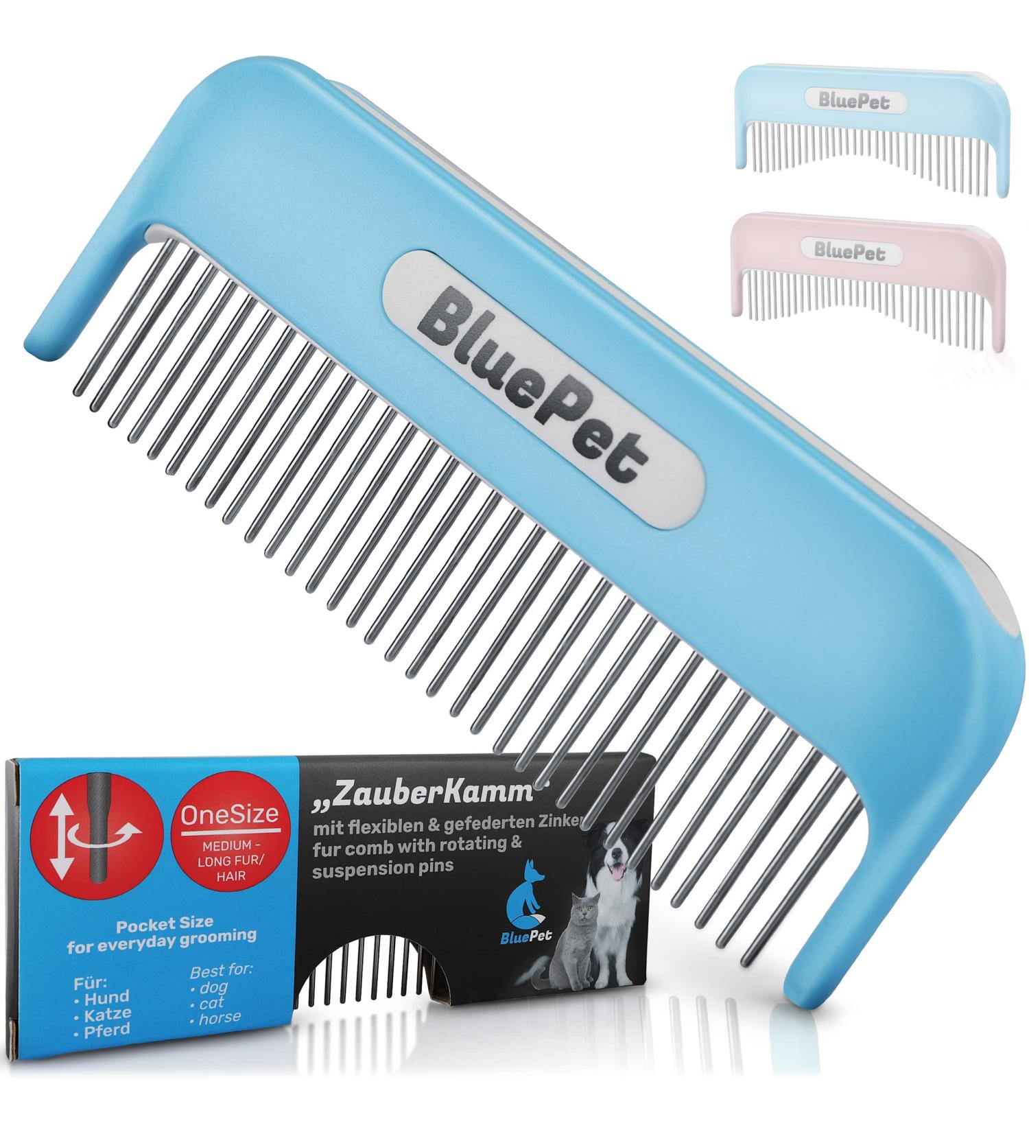 Buy Bluepet Zauberkamm - Patented Rotating Tines for Long-Haired Dogs Cats & Humans - Knot Removal & Fur Detangler - International Shipping Available - Buy Online on GoSupps.com