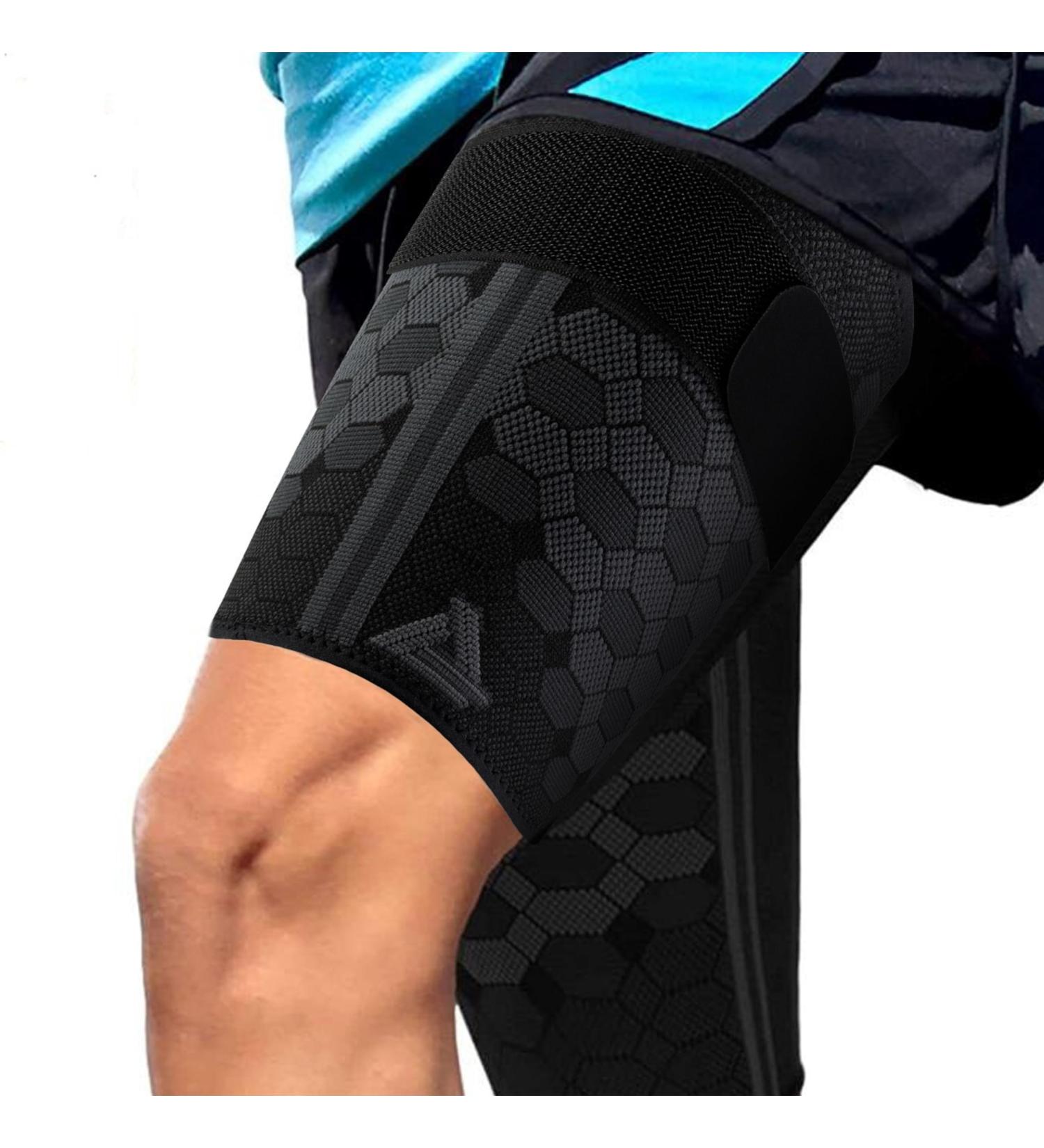Thigh Compression Support Sleeve - Adjustable Non-Slip Strap for Hamstring & Quadricep Recovery - Breathable - 2 Pack - Men & Women - International Shipping - Buy Online on GoSupps.com