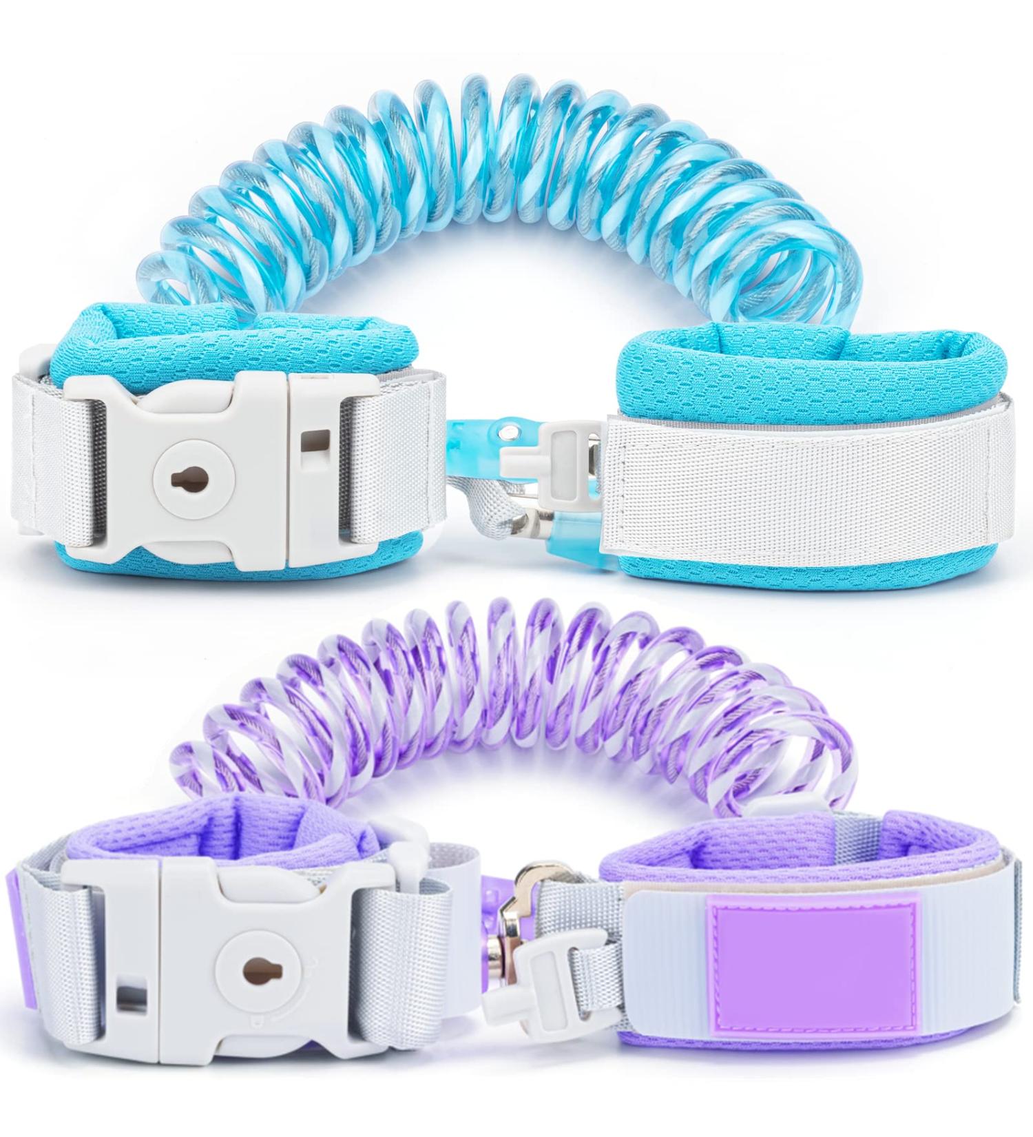 LilKisThk Child Leash Backpack 2 Pack - Toddler Safety Harness with Key Lock - Baby Anti Lost Wrist Links - Blue+Purple - Buy Online on GoSupps.com