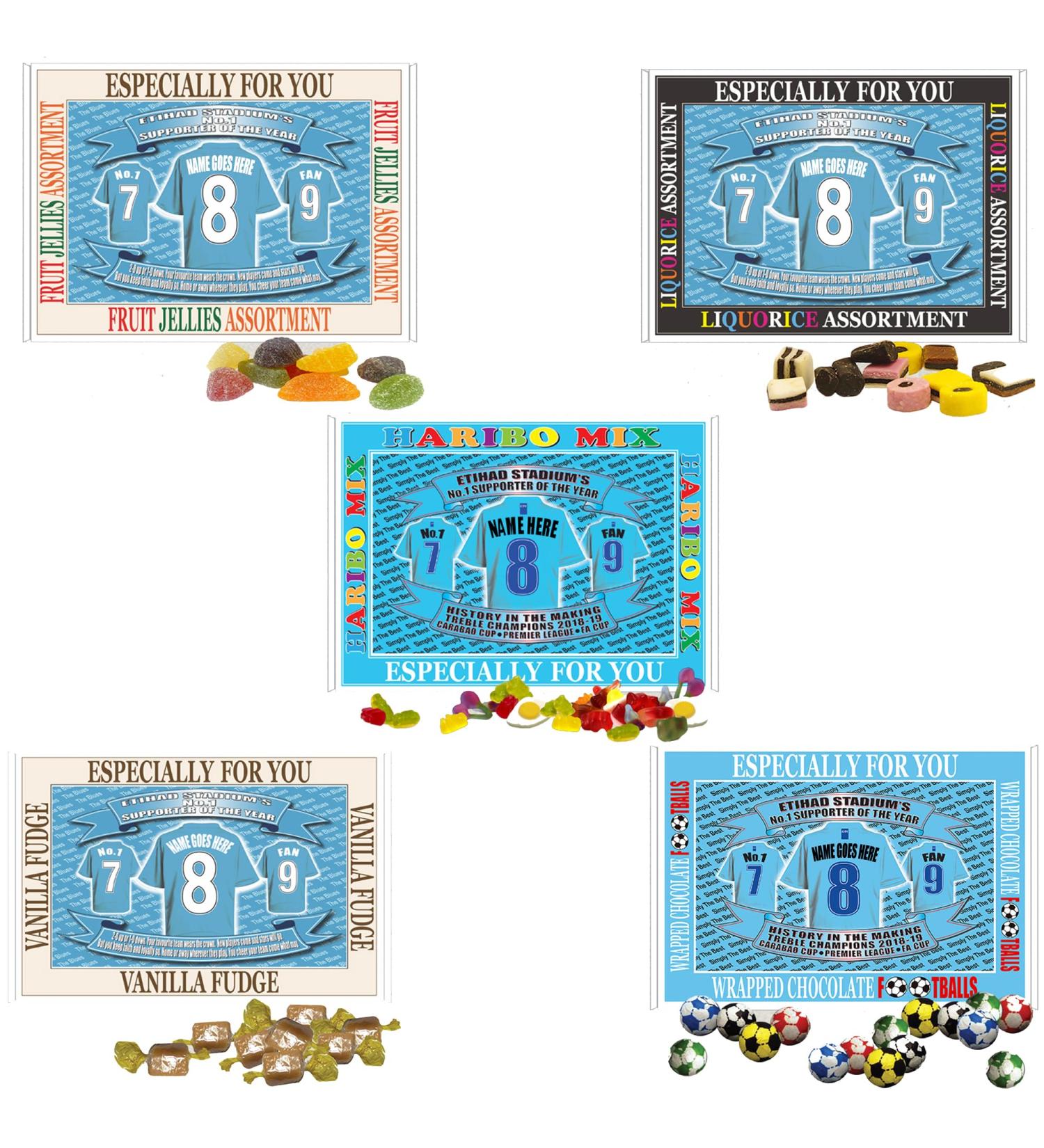 Manchester Blues Football Shirt Personalised Gift Boxed Sweets Variety - Buy Online on GoSupps.com