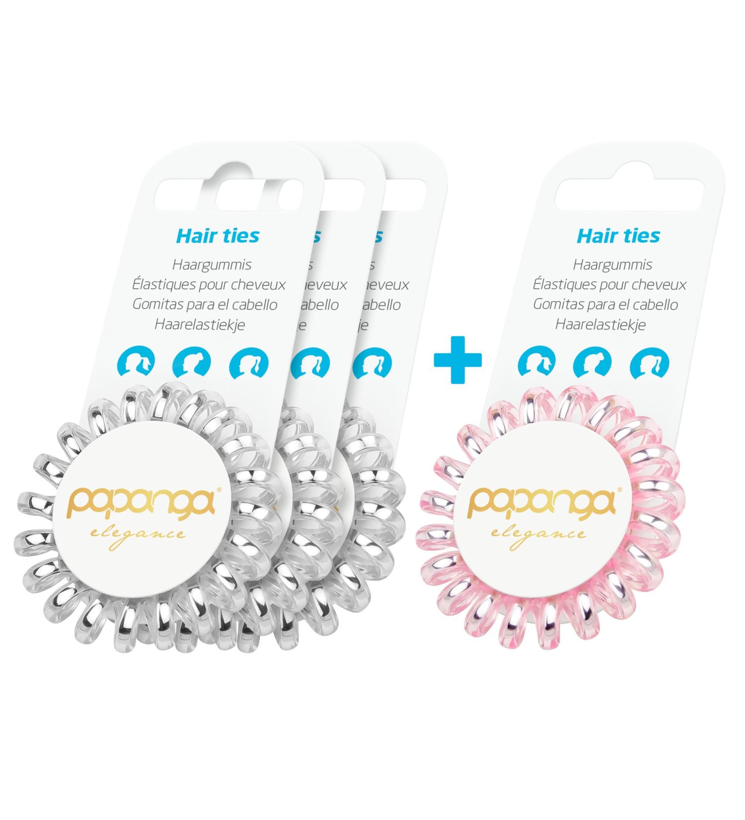 Buy Original Papanga Spiral Hair Tie - 3 + 1 Benefit Pack Elegance Edition - Small Size 3 Elegant Silver + 1 Elegant Ros - International Shipping Available - Buy Online on GoSupps.com