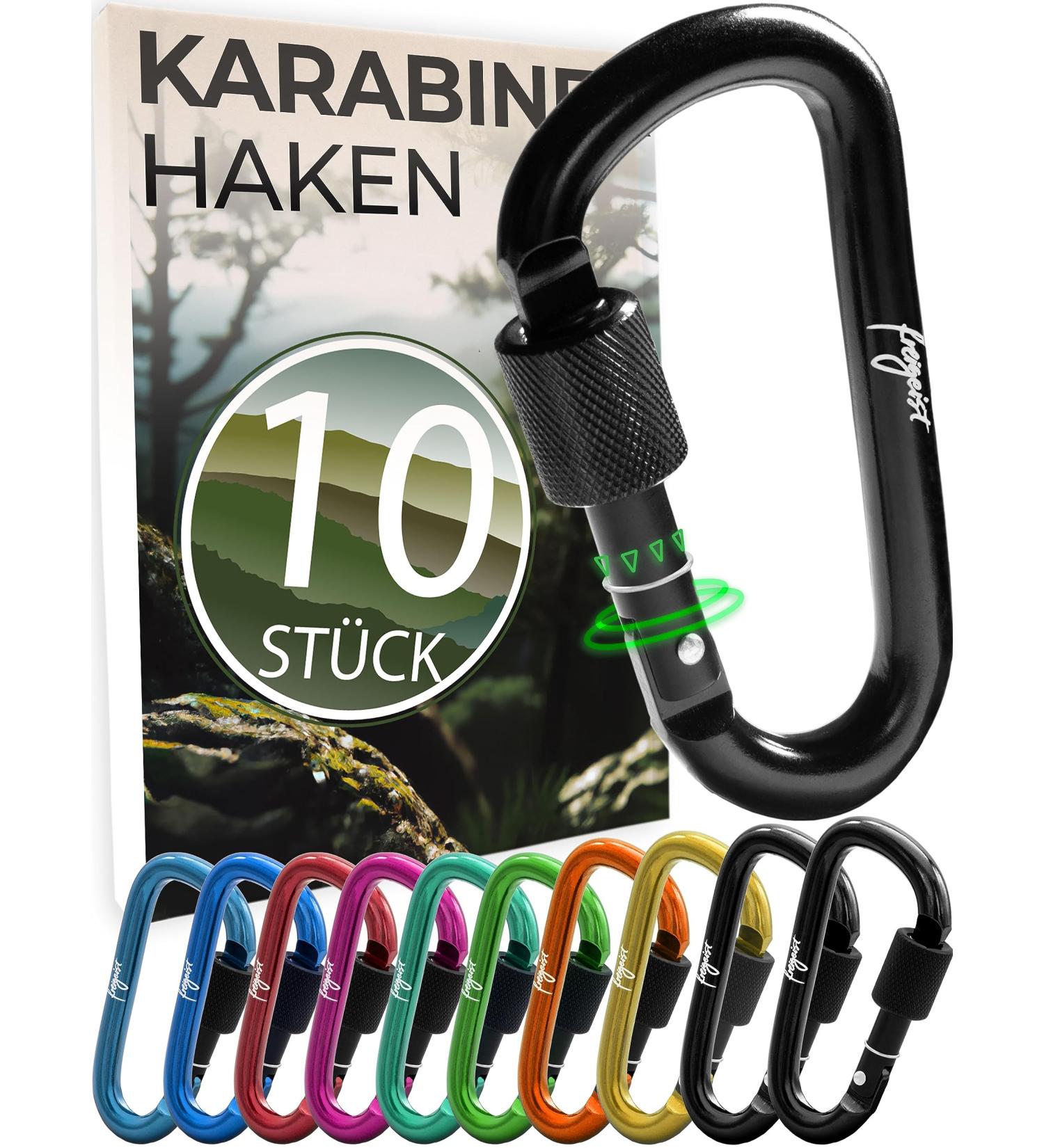 Durable Aluminum Carabiner with Screw Cap - 10 Pack | Keychain Hooks for Fitness Camping Travel & Everyday Use - Buy Online on GoSupps.com