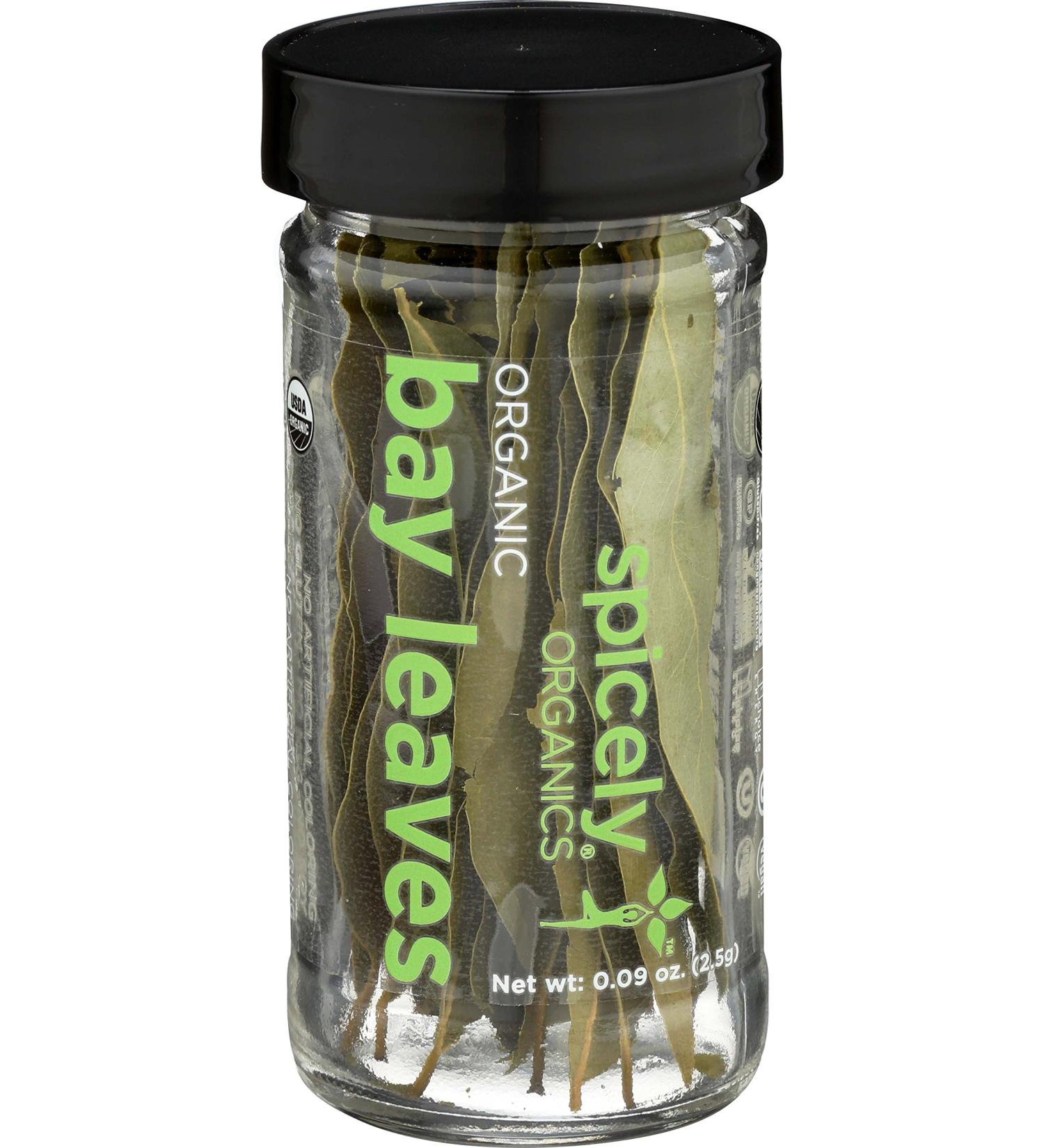 Spicely Organic Bay Leaves California Whole 0.09 Ounce Jar Certified Gluten Free 0.09 Ounce (Pack of 1)