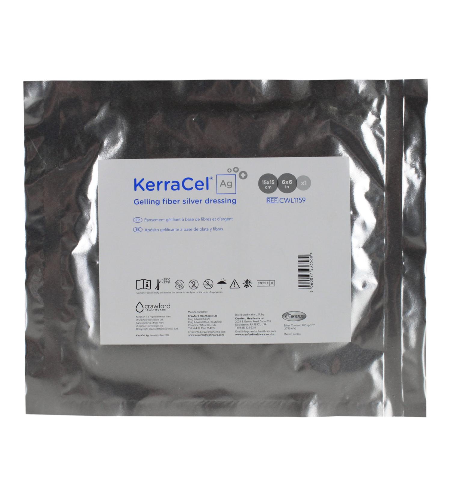 KerraCel Ag 6 x 6 Gelling Fiber Silver Would Dressing (CWL1159) - Absorbs and Isolates Wound Drainage and Kills Bacteria  Micro-Contours to Wound Bed  Maintains Healthy Moisture Levels (1 Each)