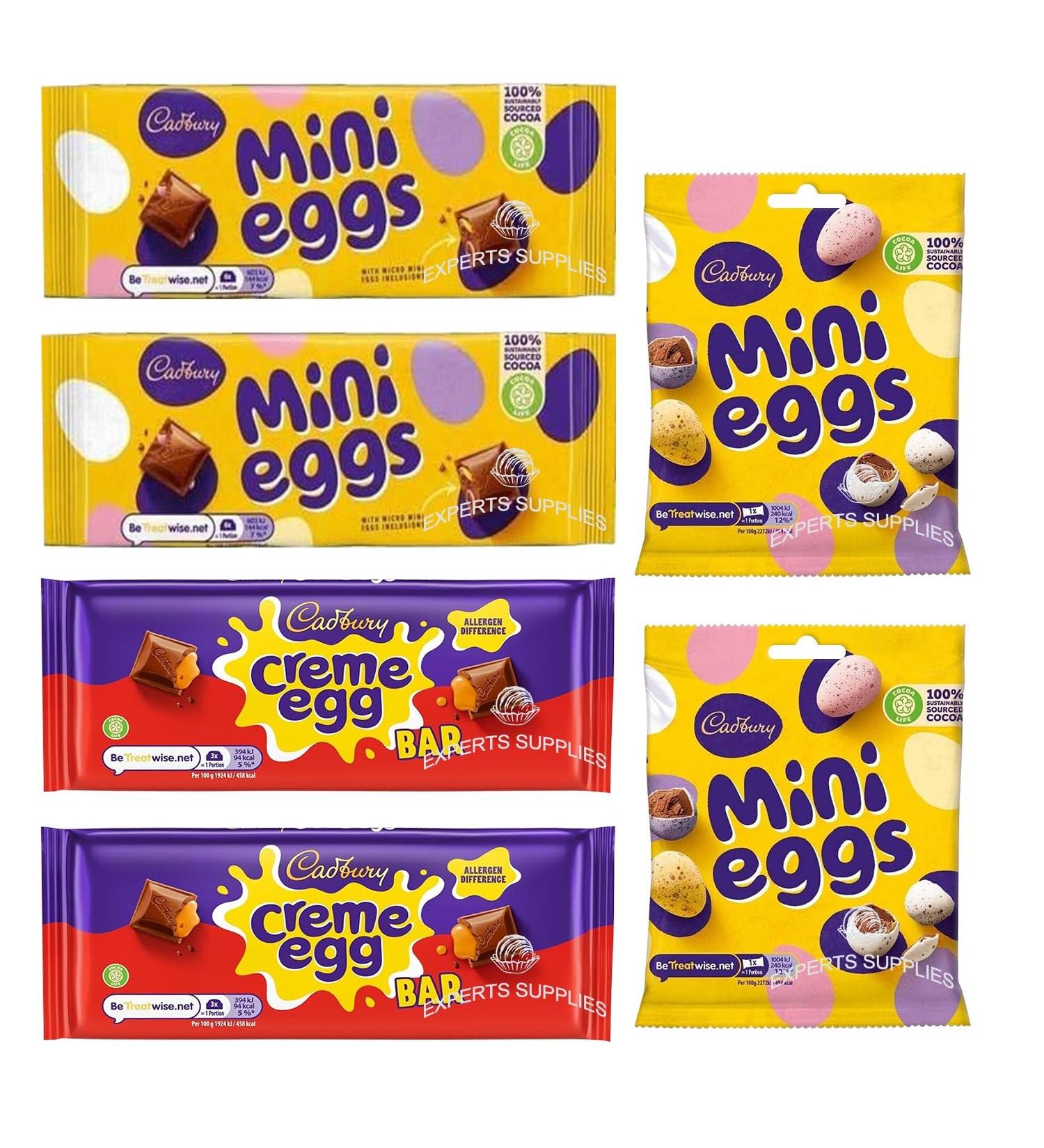Easter Egg Chocolate bundle - 2 x Cadbury Mini Eggs Bar 110g 2 x Creme Egg Bar 123g 2 x Mini Eggs bag 80g Easter Chocolate Gift By Experts Supplies - Buy Online on GoSupps.com