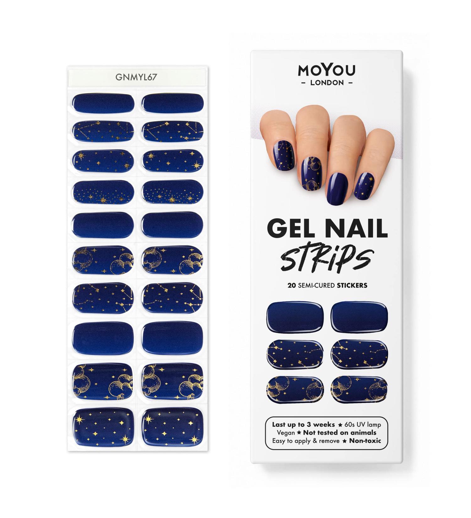 Moyou London North Star Gel Nail Wraps - 20 Pcs Salon-Quality Strips with Nail File & Cuticle Stick (UV/LED Lamp Required) - Buy Online on GoSupps.com