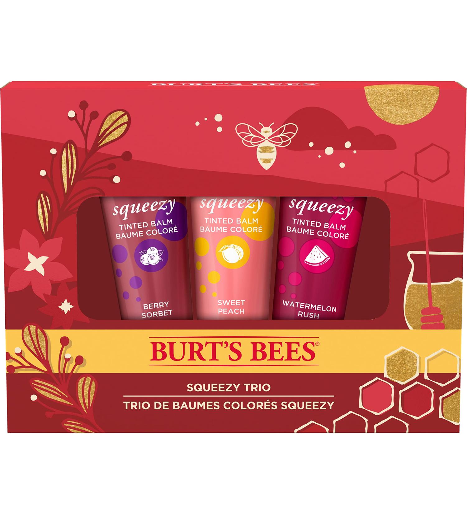 Burt's Bees Lip Care Stocking Stuffers Set - Berry Sorbet, Sweet Peach, Watermelon Rush - Buy Online on GoSupps.com