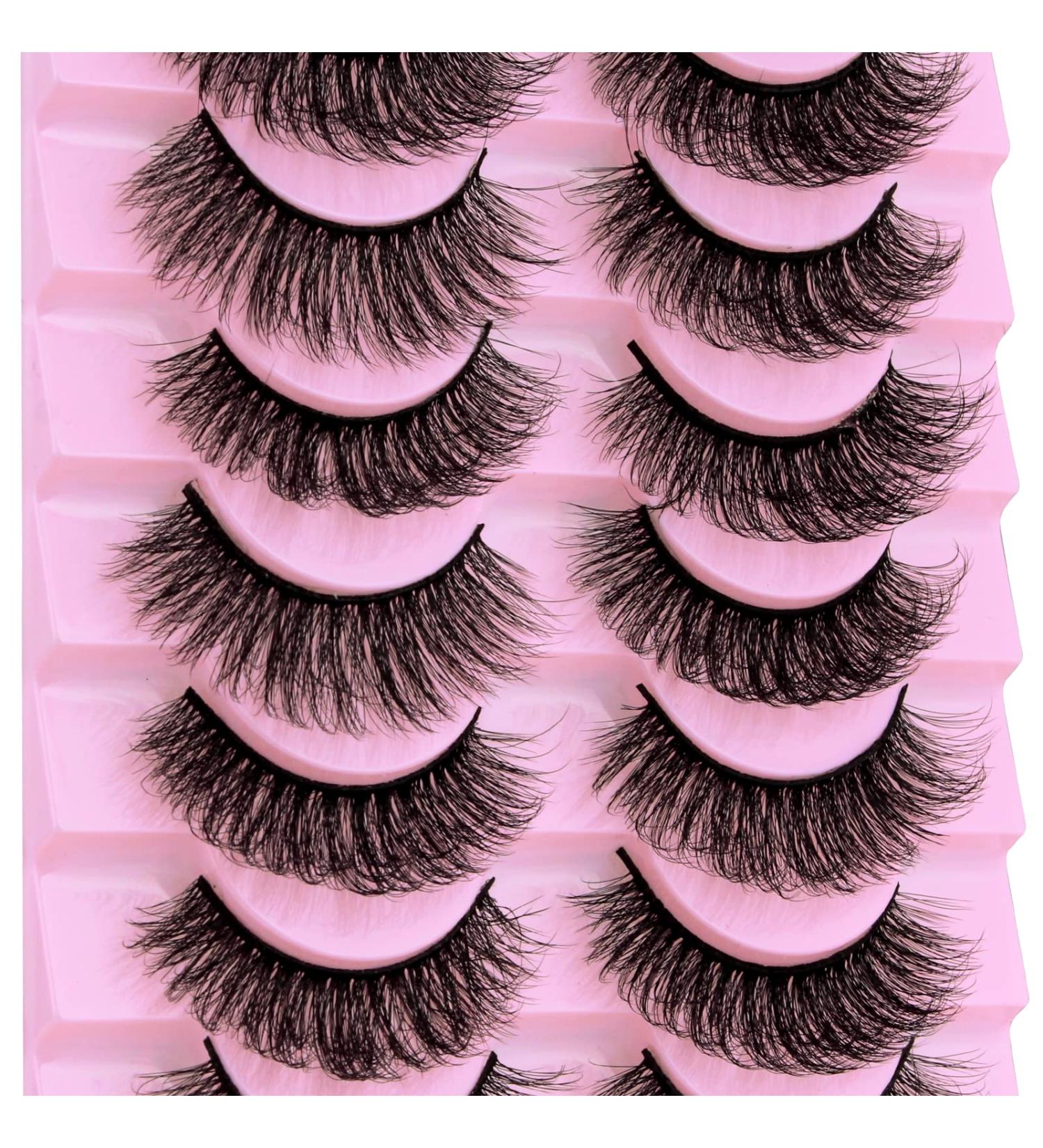 False Eyelashes 7D Mink Lashes - 10 Pairs Dramatic Curly Fluffy Thick Fake Eyelashes - Buy Online on GoSupps.com