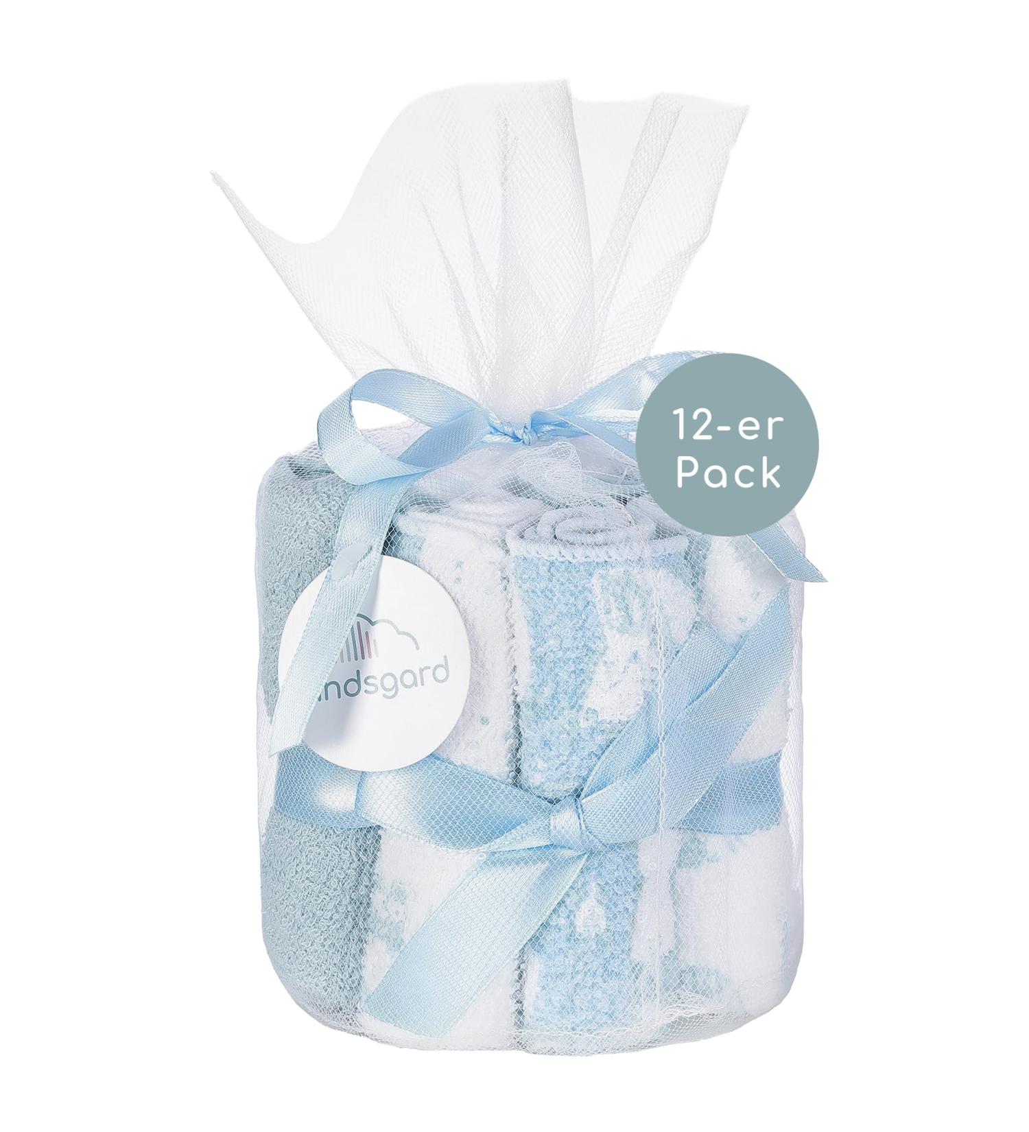 Kindsgard Blue Washcloths 12-Pack | 100% Cotton Baby Essentials | 20x20 cm | Soft & Durable - Buy Online on GoSupps.com