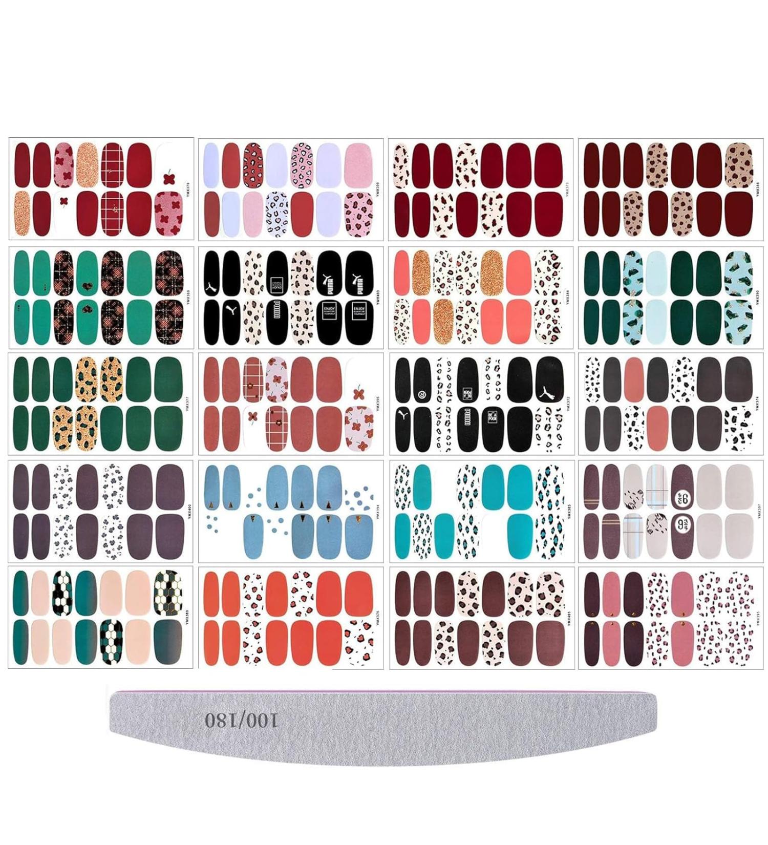 Kalolary 20 Sheet Self-Adhesive Leopard Nail Wraps - Colorful DIY Nail Art Stickers with Nail File for Women & Girls - Buy Online on GoSupps.com