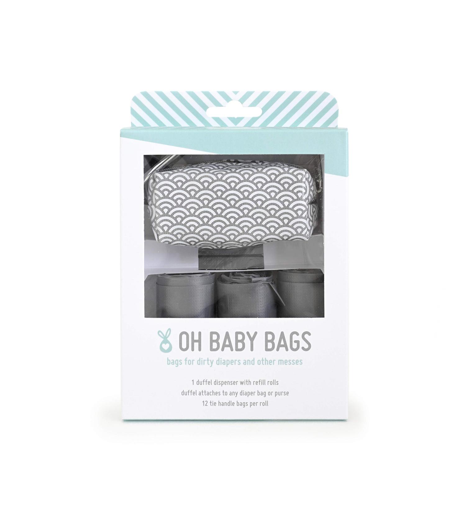 Oh Baby Bags Diaper Bag Clip-On Dispenser Gift Box - Gray Scallop Pattern - Buy Online on GoSupps.com