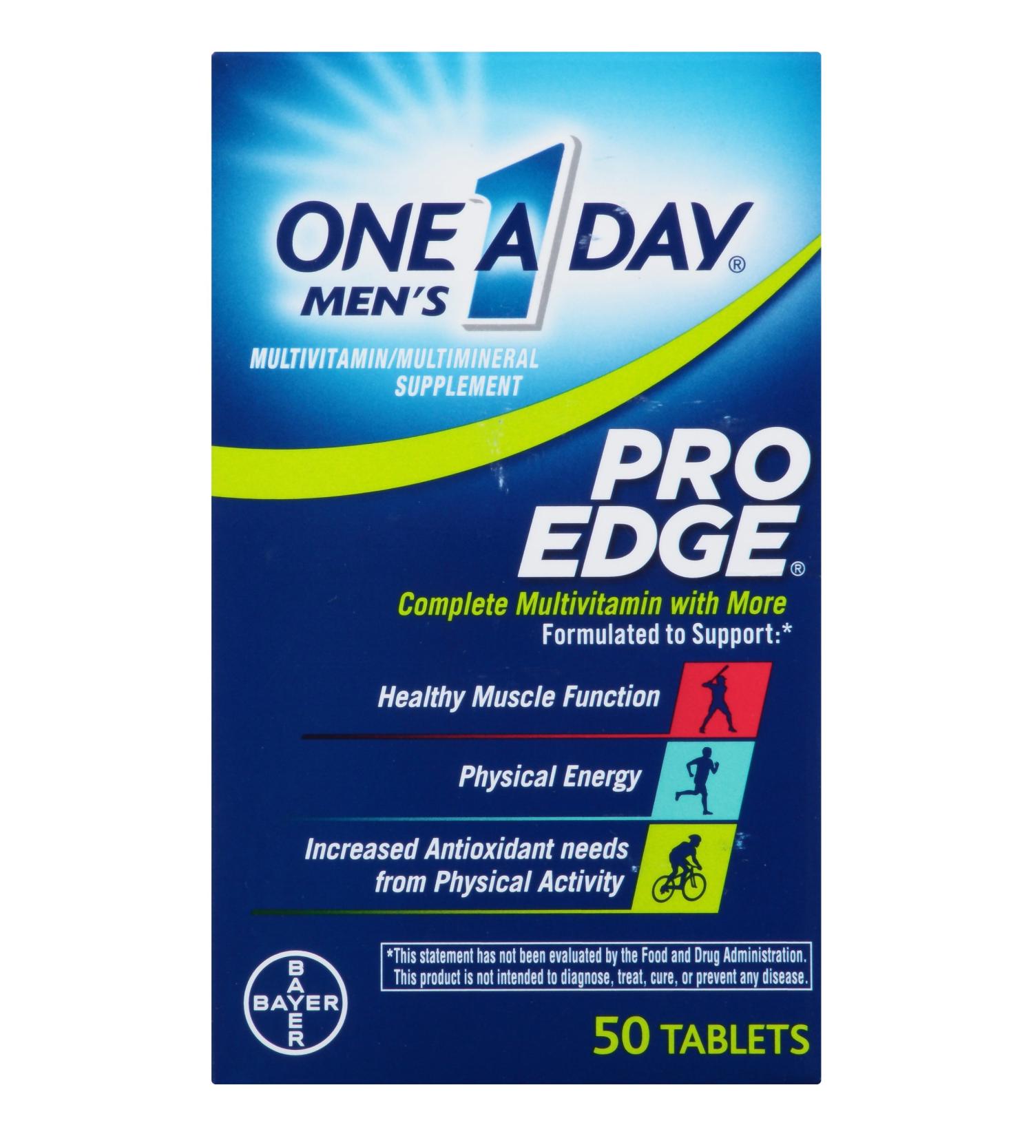 One A Day Men's Pro Edge Multivitamin Supplement with Zinc and Magnesium - 50 Count - Buy Online on GoSupps.com