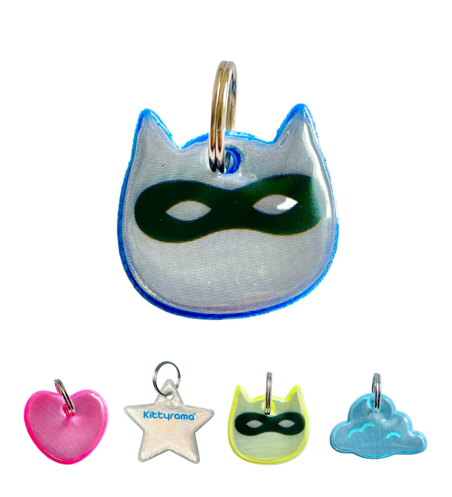 Kittyrama Reflective Cat Charm - Safety Cat Tag for High Visibility, Waterproof, Fits All Collars - Blue Ninja Style - Buy Online on GoSupps.com