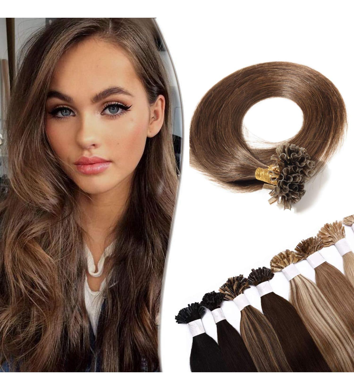 24" Pre Bonded Human Hair Extensions 100 Strands #4 Medium Brown (50g) - Buy Online on GoSupps.com