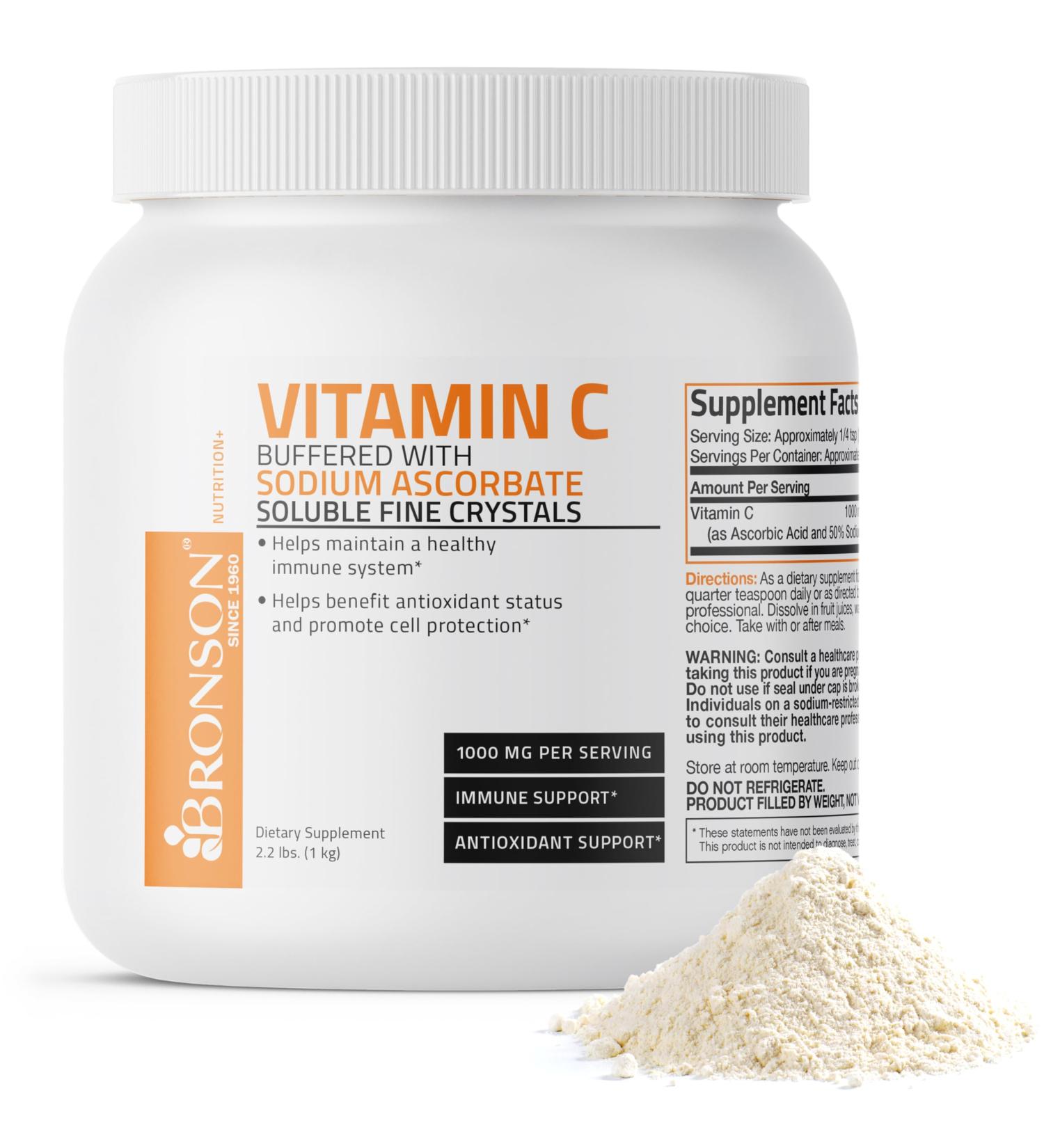 Bronson Buffered Vitamin C Powder Ascorbic Acid Buffered with Sodium Ascorbate Soluble Fine Crystals Promotes Healthy Immune System and Cell Protection Powerful Antioxidant - 1 Kilogram (2.2 Lbs) Unflavored 35.3 Ounce (  - Buy Online on GoSupps.com