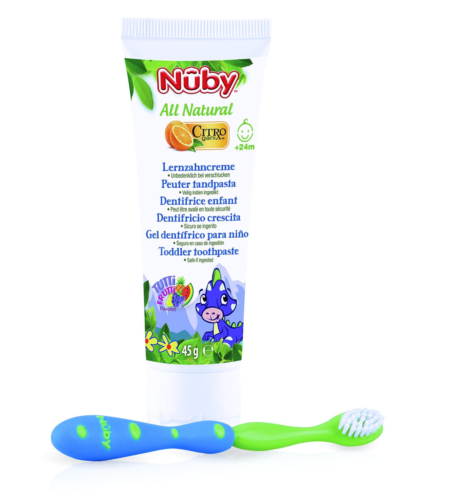 Nuby CG18045 All Natural Combo Pack Complete Toothpaste and Toothbrush - Buy Online on GoSupps.com