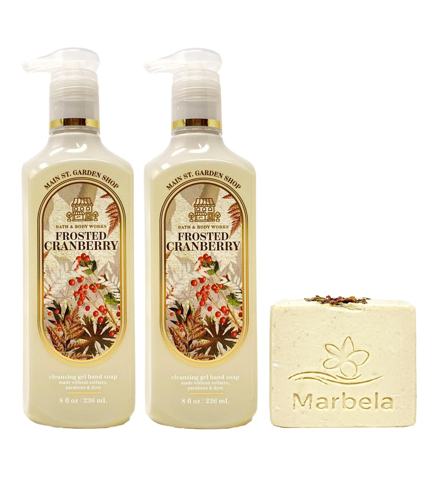 Bath & Body Works Frosted Cranberry 2 Pack Cleansing Gel Hand Soap Bundle with a Creamy Rose Bar Soap - Buy Online on GoSupps.com
