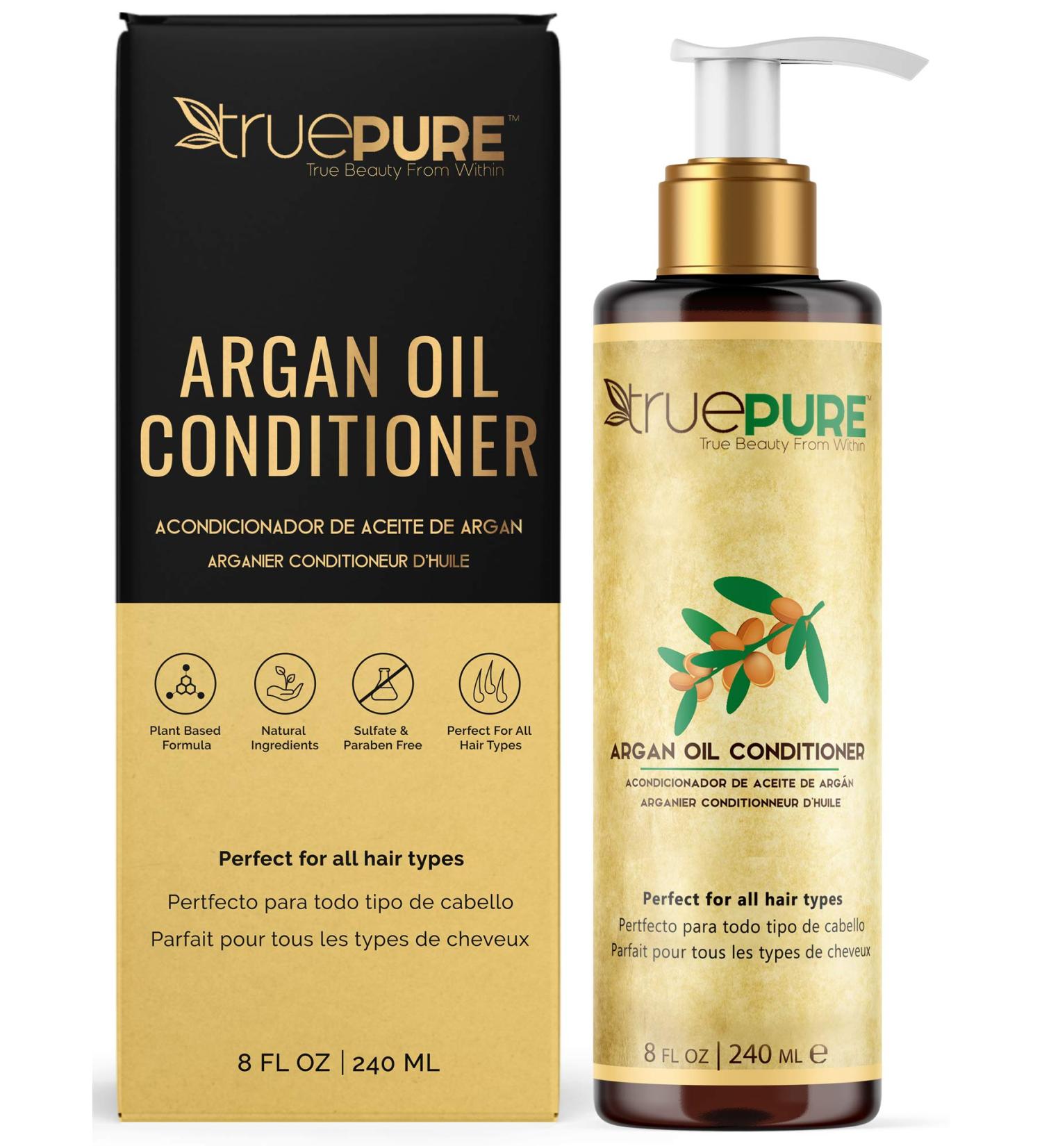 TruePure Argan Oil Conditioner - Deep Treatment for Dry, Damaged Hair - 8 oz. - Sulfate & Paraben Free - Made in USA - Buy Online on GoSupps.com