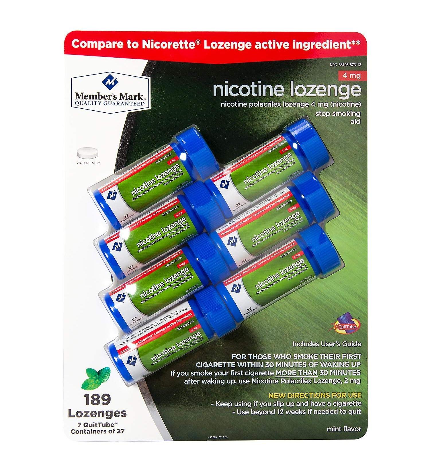 Member's Mark Nicotine Lozenge 4mg 189 ct Mint / Previously Simply Right