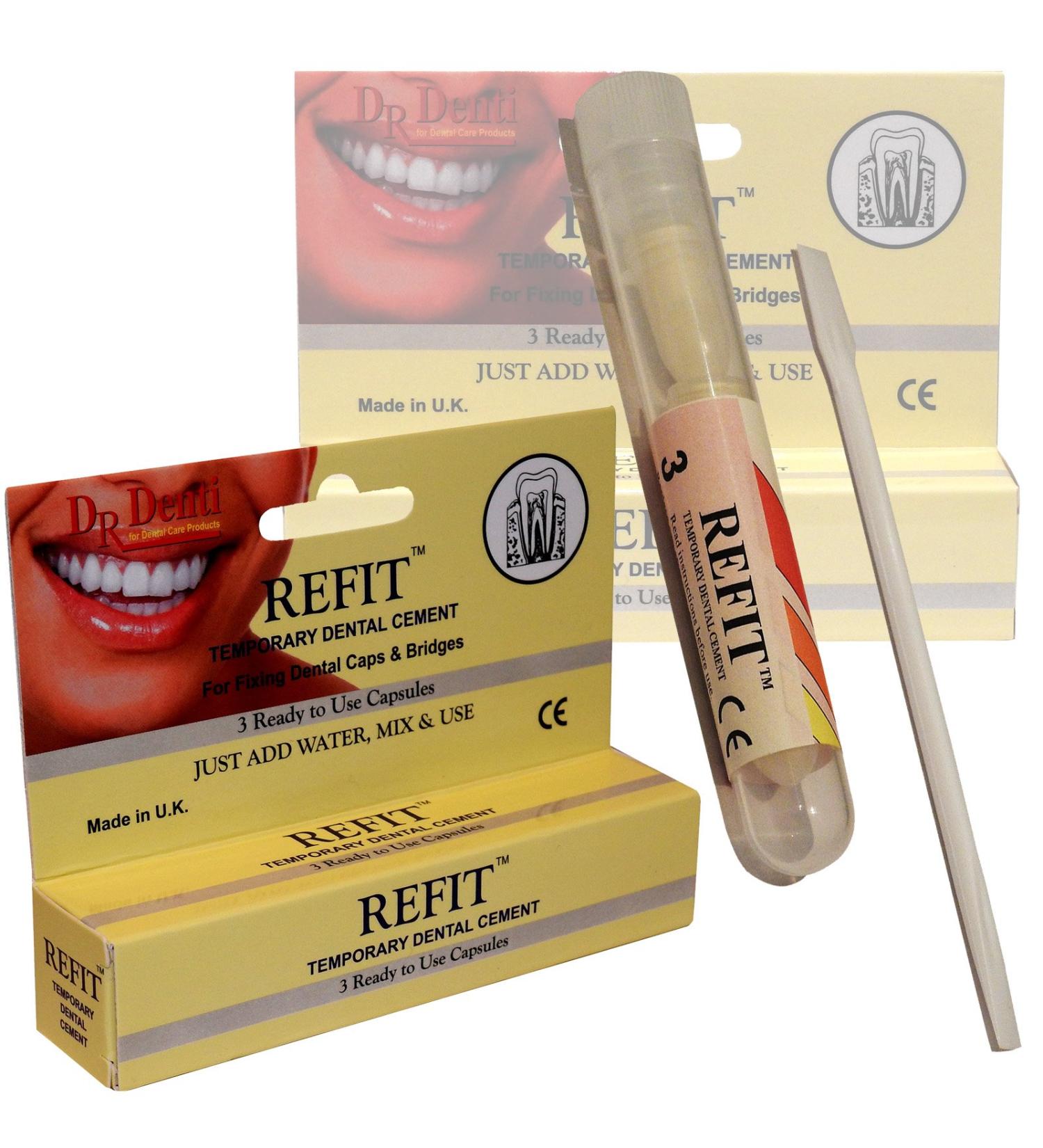 Dr Denti Refit Emergency Temporary Dental Caps Bridges Veneers Tooth Repair Cement - 1 Pack - Buy Online on GoSupps.com