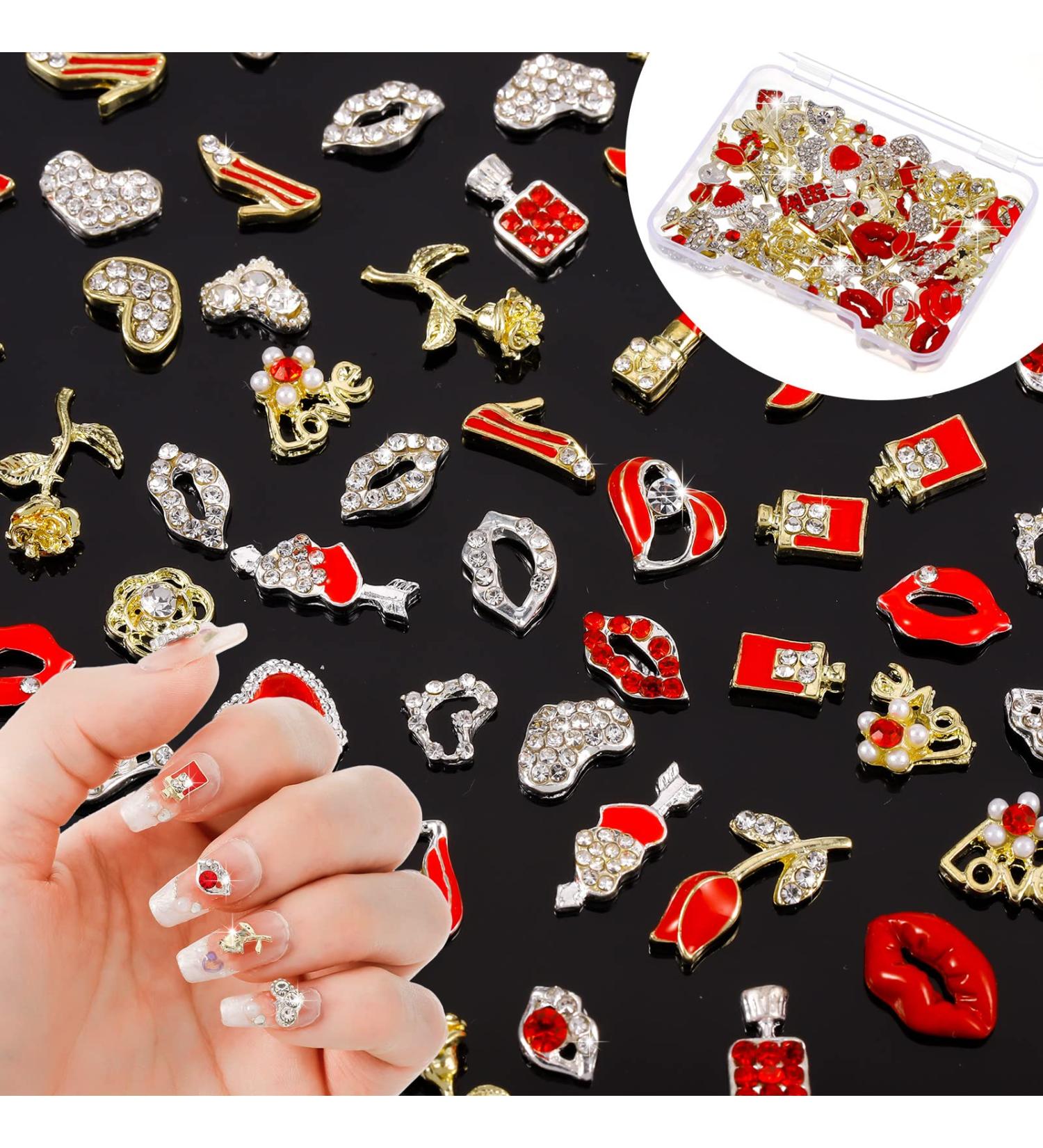48 Pcs 3D Nail Art Rhinestone Charms for Valentine's Day - Queen King Nail Glitter Gems for Women and Girls DIY Nail Design - Buy Online on GoSupps.com