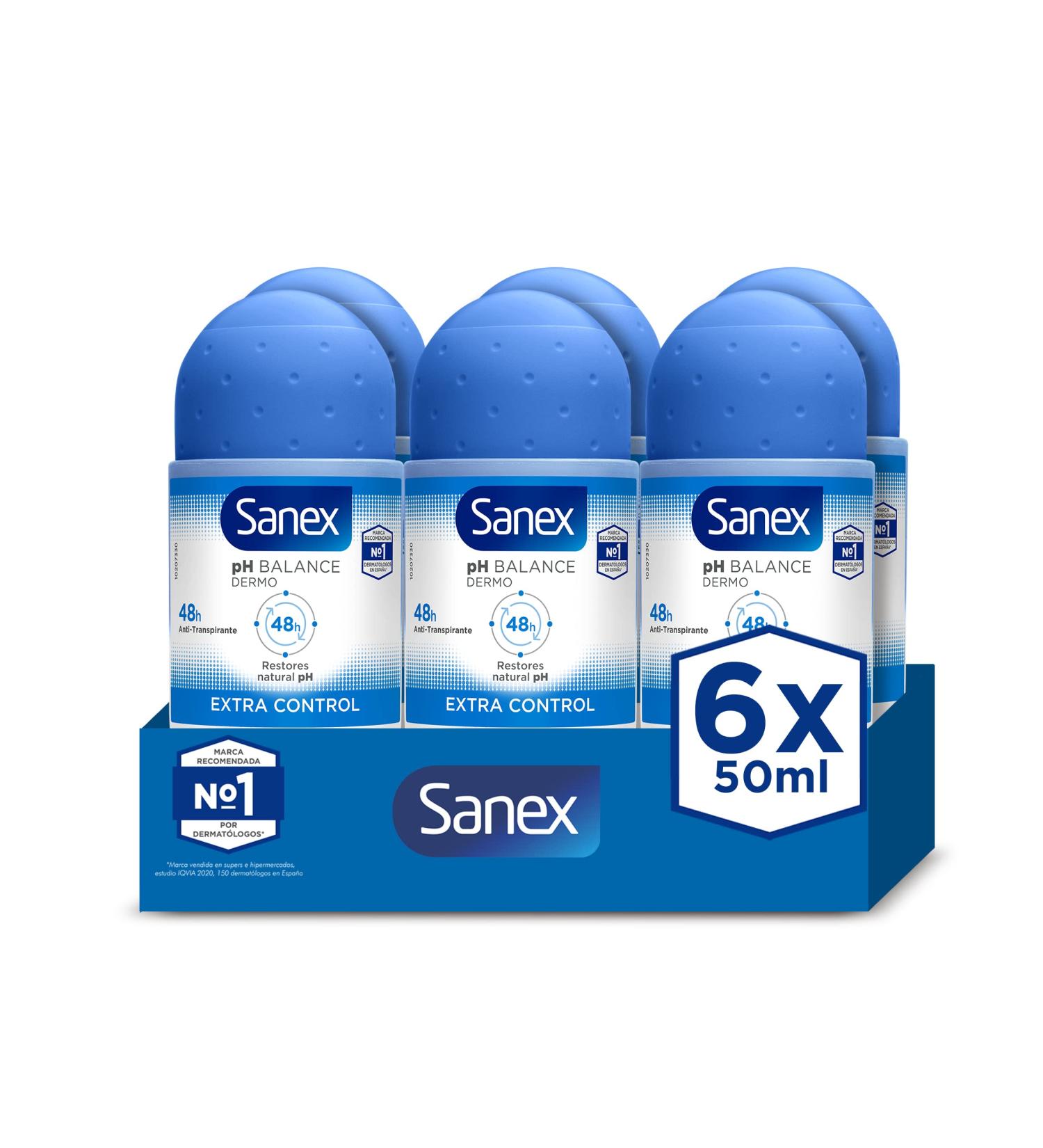 Sanex Roll-on Dermo Extra Control 50 ml Pack of 6 - Buy Online on GoSupps.com