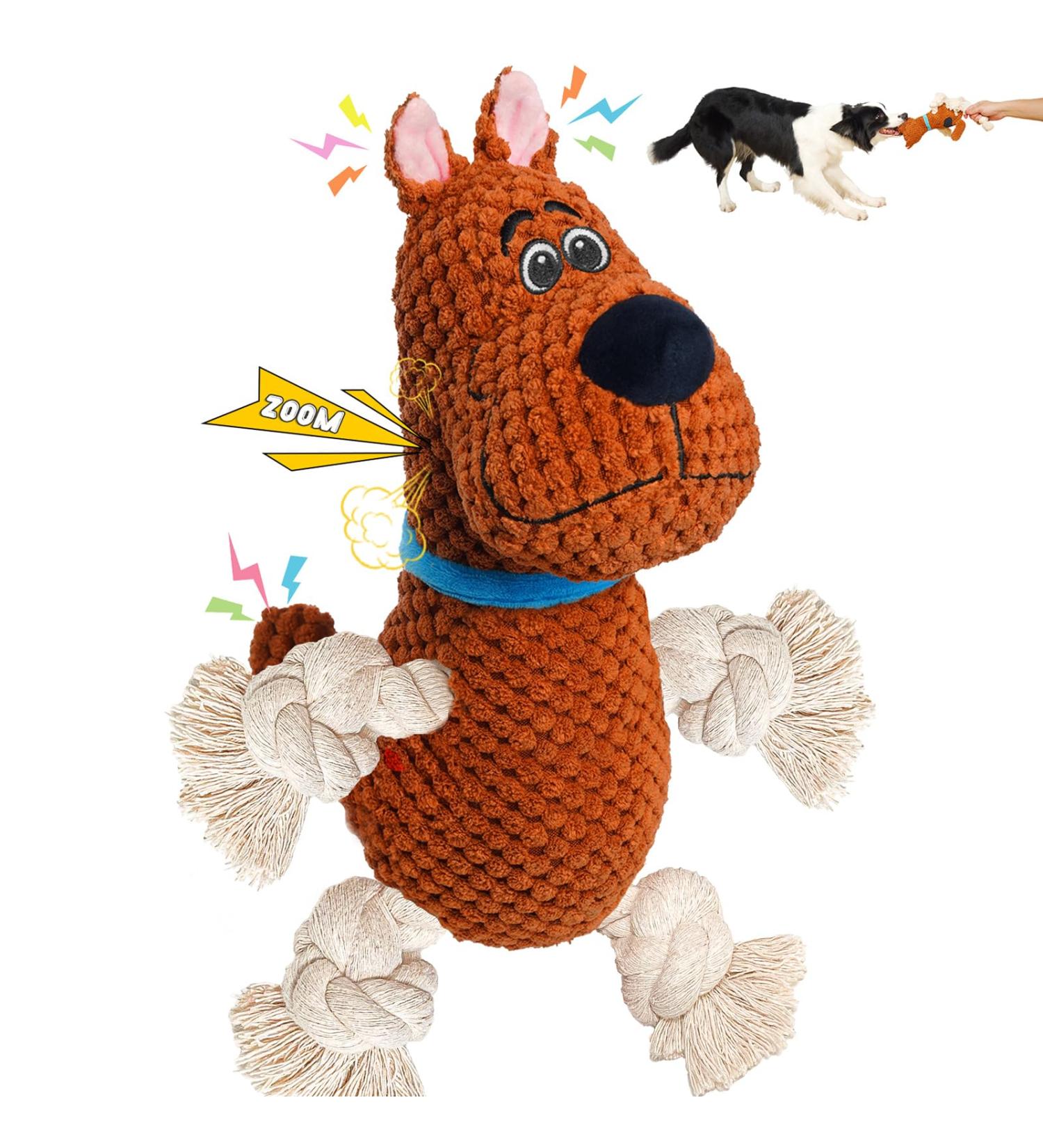 Lifefav Cotton Rope Dog Plush Toy for Middle Large Dogs - Fun Squeaky & Interactive Toy for Boredom - Dog Birthday Gift - Multicolor - Buy Online on GoSupps.com