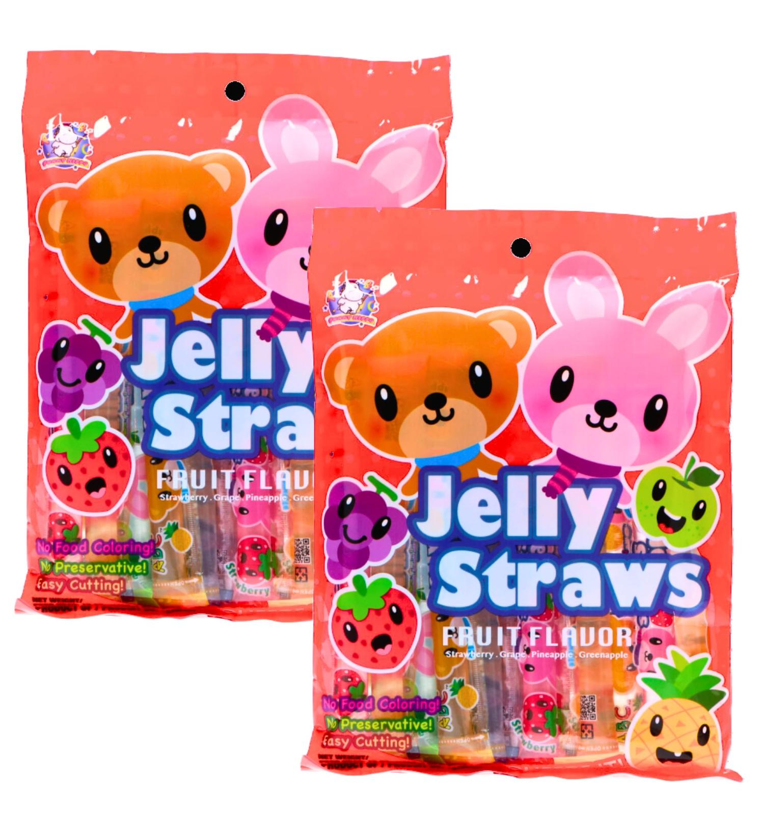 ABC Bear & Bunny Jelly Straw Assorted Fruit Flavours 300g (Pack of 2) - (Strawberry Grape Pineapple Green Apple Flavour) Sweet Treats Snacks - Buy Online on GoSupps.com