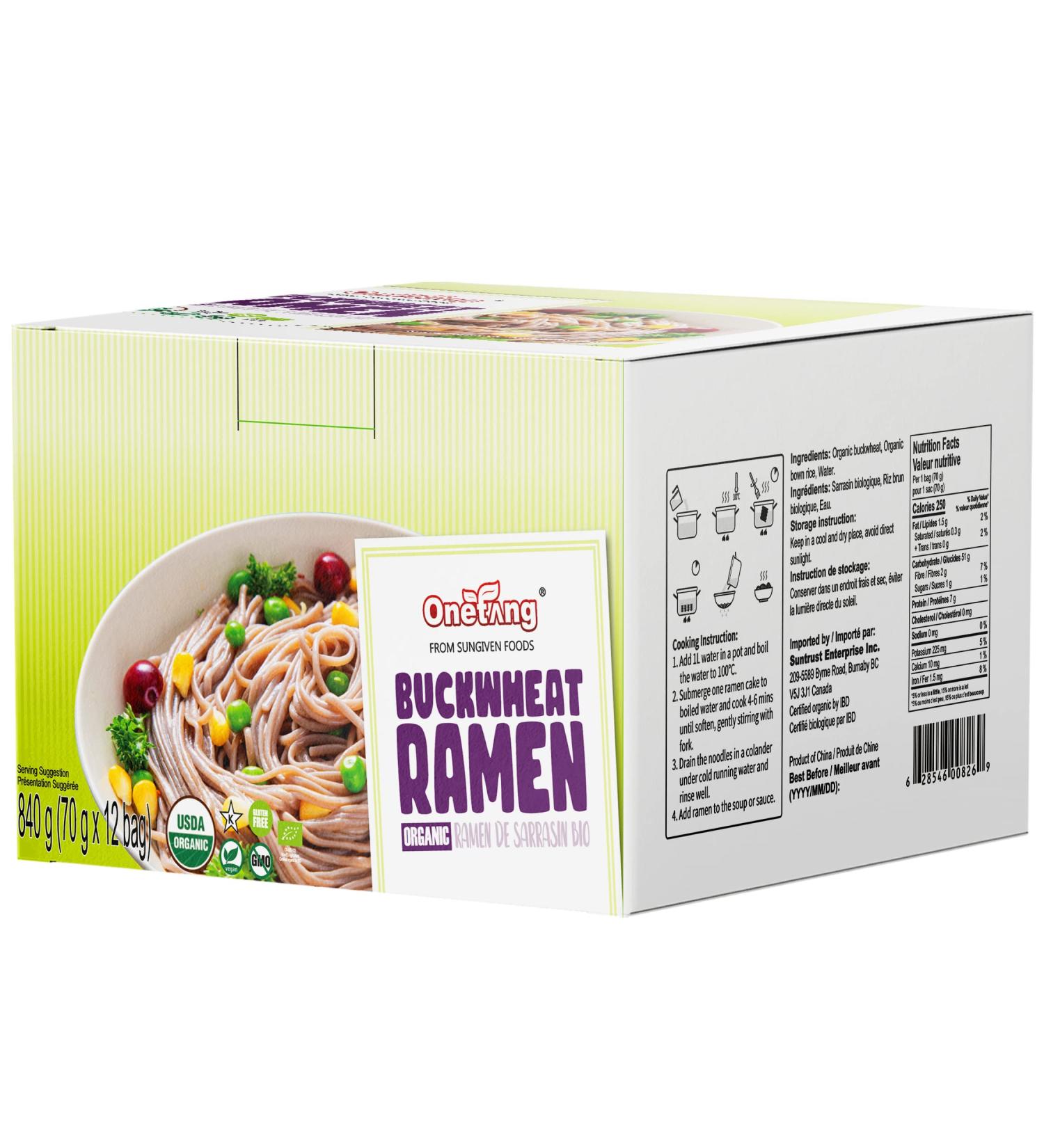 ONETANG Organic Buckwheat & Brown Rice Ramen Noodles - Gluten-Free Pasta | Whole Grain, Non-GMO, Kosher, Vegan - 2.47 Oz (Pack of 12) - Buy Online on GoSupps.com