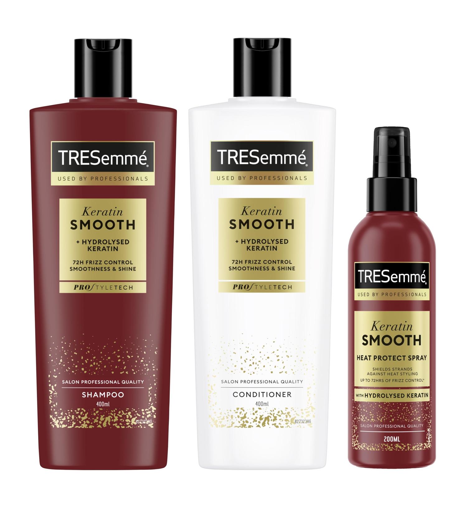 TRESemm Shampooing Apr s-shampooing et Spray thermoprotecteur Keratin Smooth Routine de soins capillaires anti-humidit avec k ratine hydrolys e 400 ml + 400 ml + 200 ml 3 pi ces - Buy Online on GoSupps.com