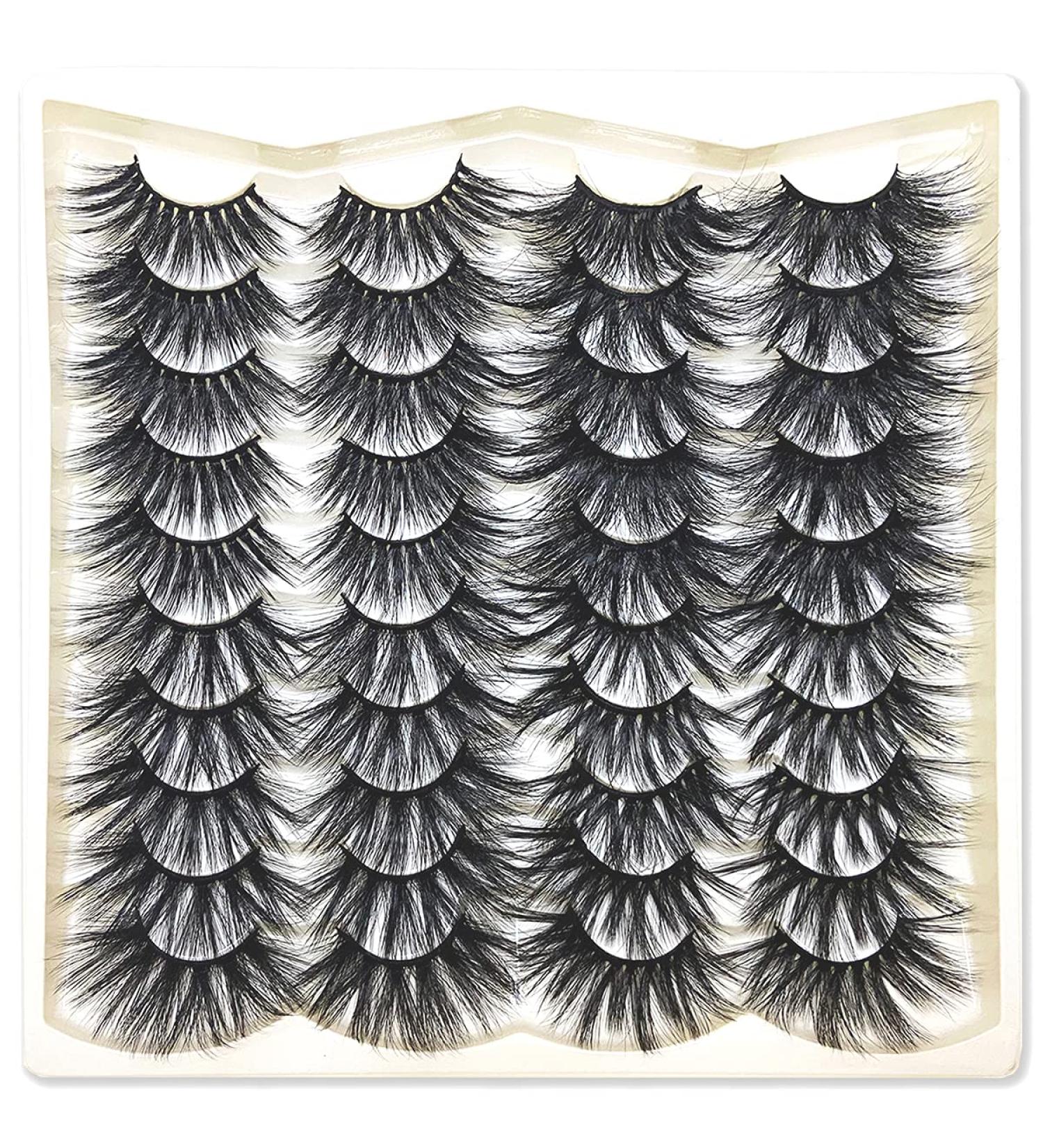 GD POLULASH 6D Long 25mm Faux Mink False Eyelashes - 20 Pairs | Wispy Dramatic Volume | Thick Big Strip Eyelashes Bulk - Buy Online on GoSupps.com