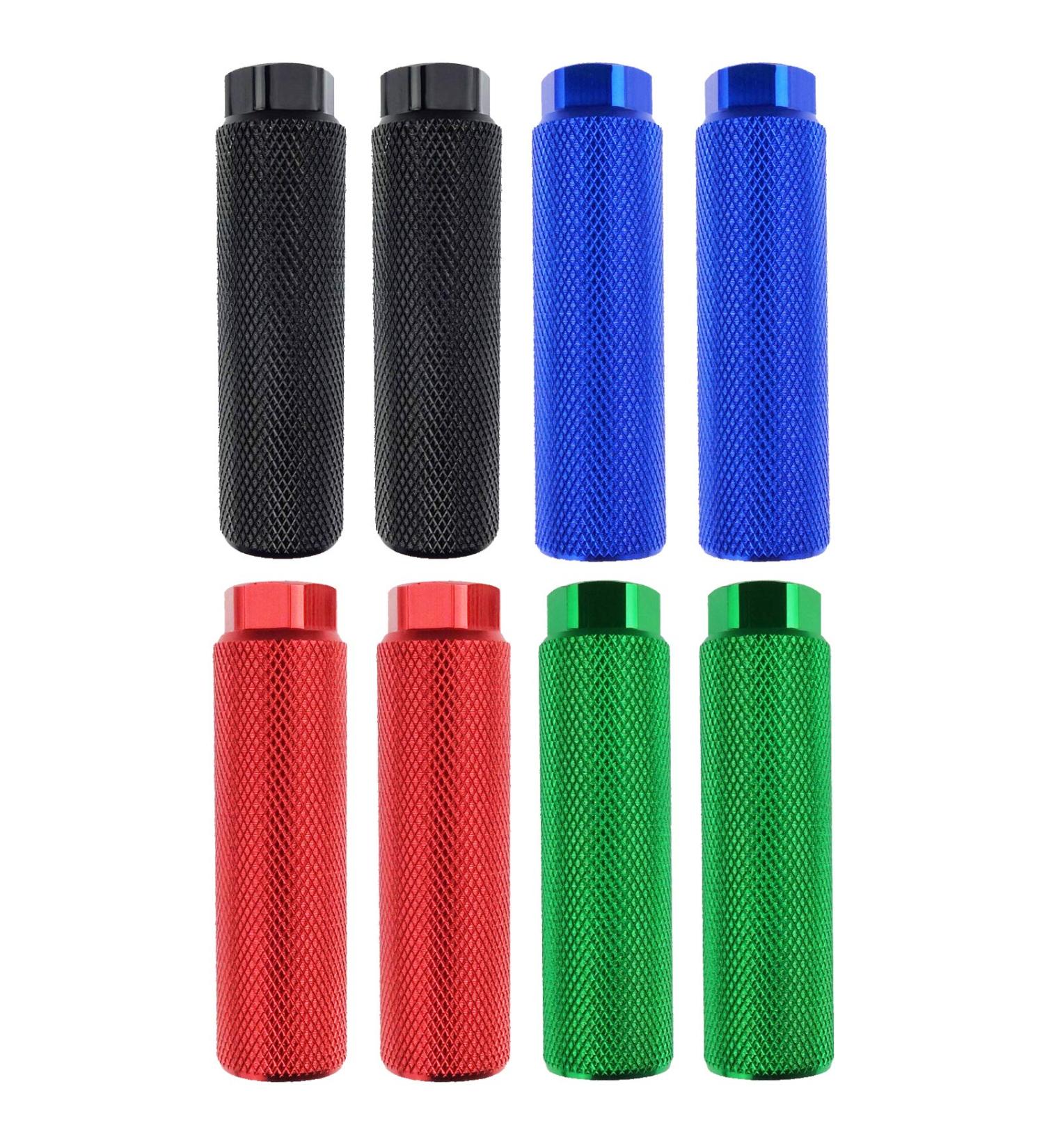 Zelerdo 4 Pairs Aluminum Bike Pegs for Mountain Cycling Rear Stunt Pegs in Black, Blue, Red, Green - Fits 3/8 inch Axles - Buy Online on GoSupps.com