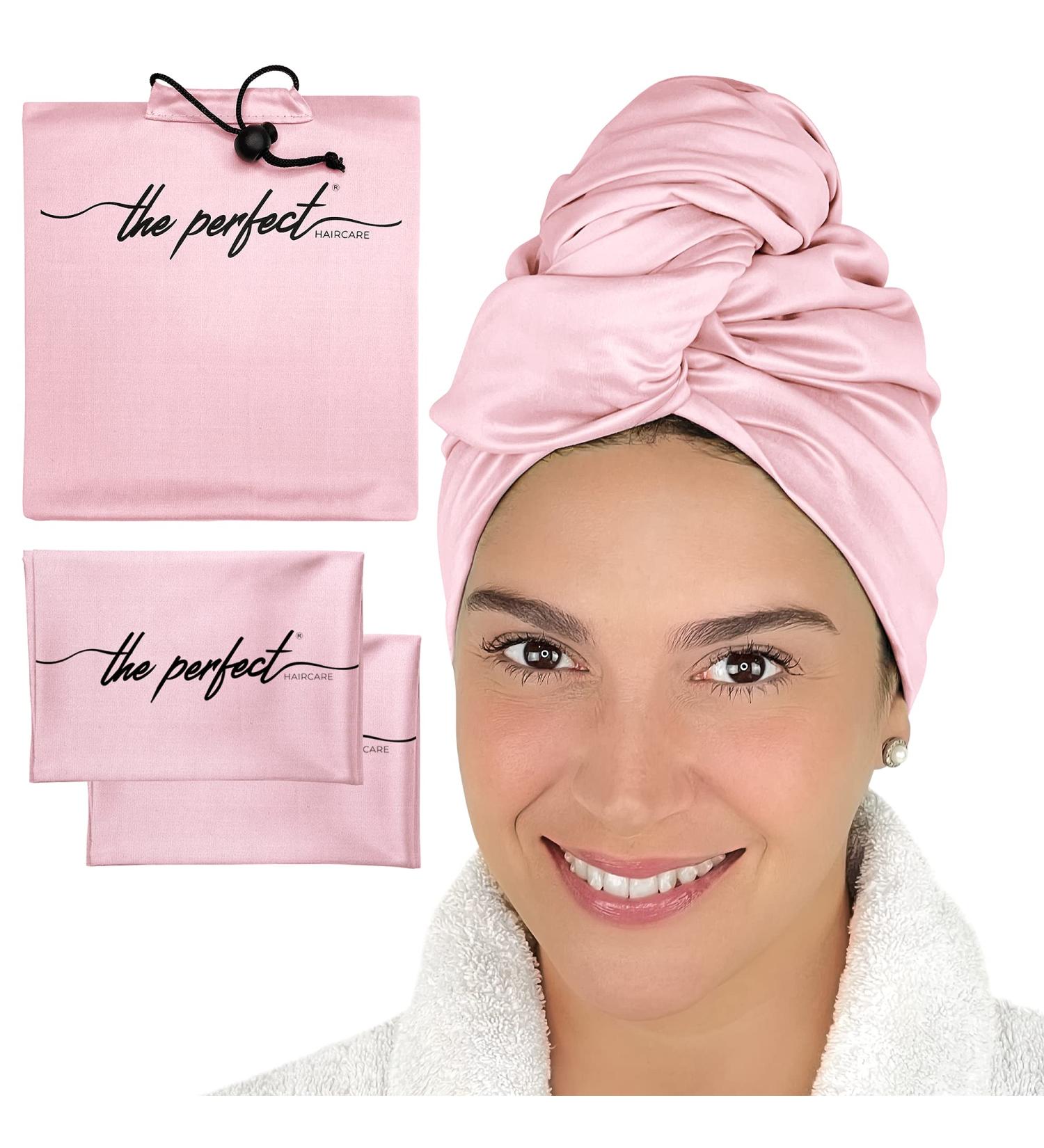 Curly Hair Towel Set for Women and Girls - Perfect Haircare Turban + 2 Small Towels in Pink - Buy Online on GoSupps.com