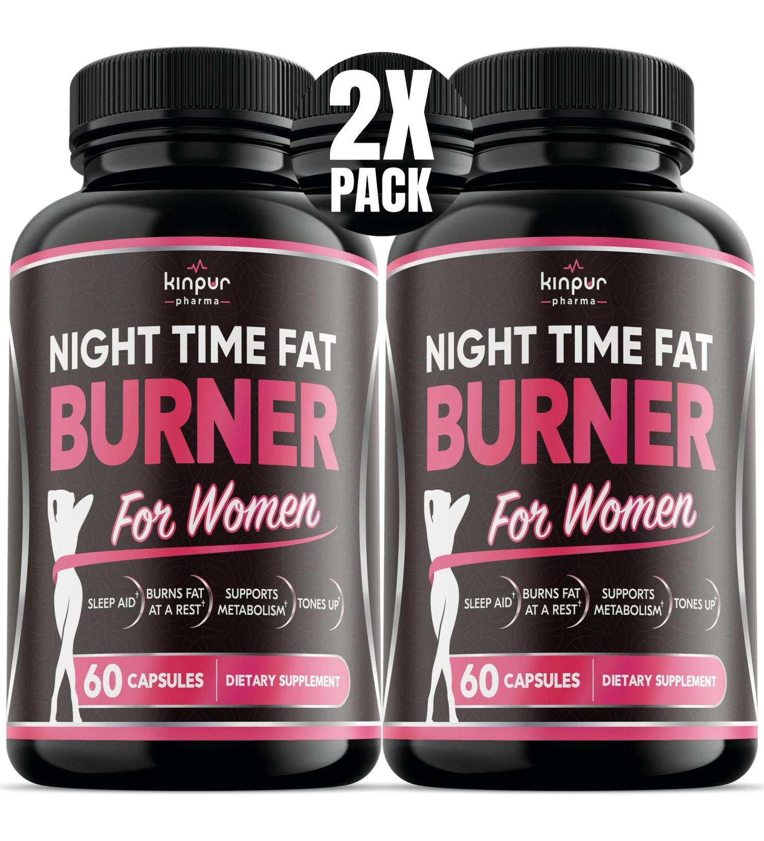 Kinpur Pharma Night Time Fat Burner for Women - 120 Capsules - Metabolism Booster & Appetite Suppressant - Natural Weight Loss Supplement - Buy Online on GoSupps.com