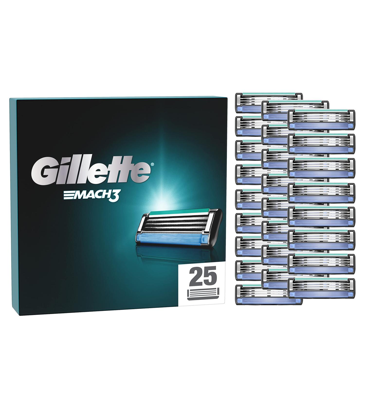 Buy Gillette Mach3 Razor Blades - 25 Replacement Blades for Men's Wet Razors | International Shipping Available - Buy Online on GoSupps.com