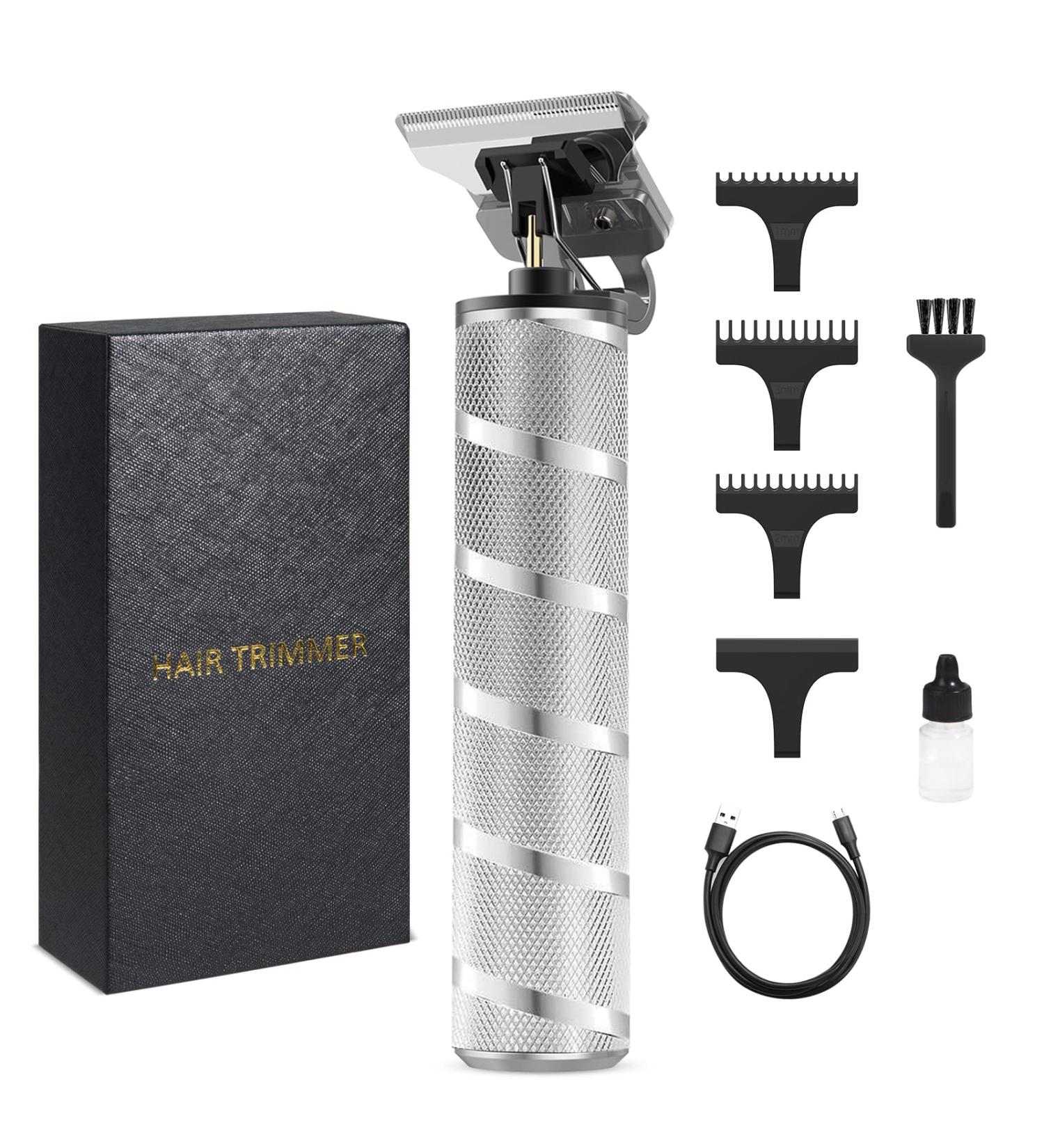 Professional T Blade Hair Trimmer for Men - Cordless Electric Hair Clippers for Precision Beard Trimming - Adjustable Grooming Kit with Guide Combs - Silver - Buy Online on GoSupps.com