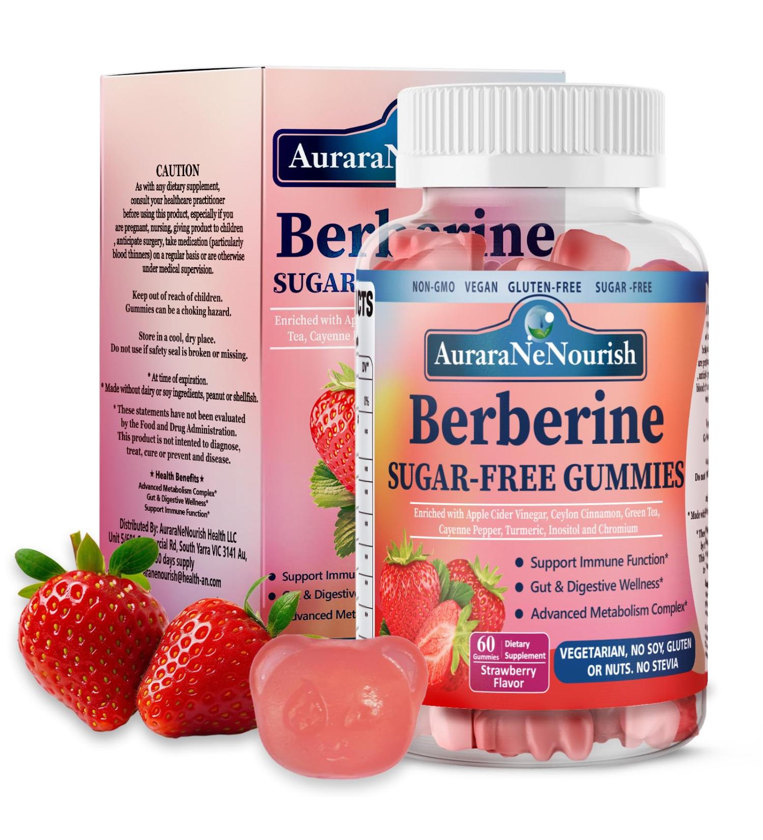 Liposomal Berberine Supplement 1500mg, High Potency Berberine Gummies w. Ceylon Cinnamon, ACV & Turmeric for Digestive, Metabolic & Immune Support, Sugar Free, Vegan, 60 Count - Buy Online on GoSupps.com