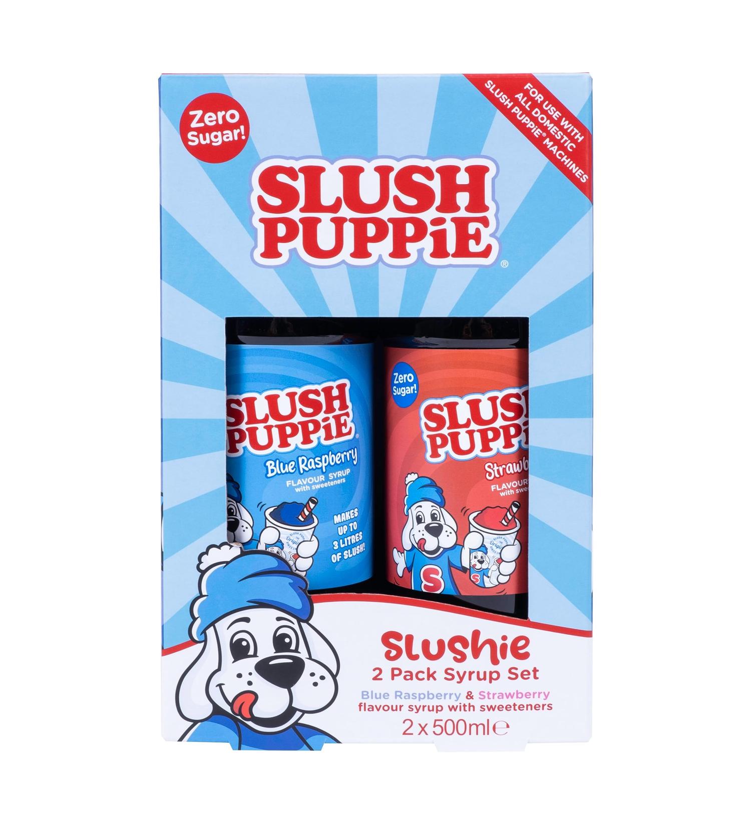 SLUSH PUPPiE ZERO 2-Pack Syrup Set. Blue Raspberry & Strawberry Flavours. Zero Sugar Slush Puppy Syrup Gift 2 x 500ml. Official SLUSH PUPPiE Merchandise from Fizz Creations - Buy Online on GoSupps.com