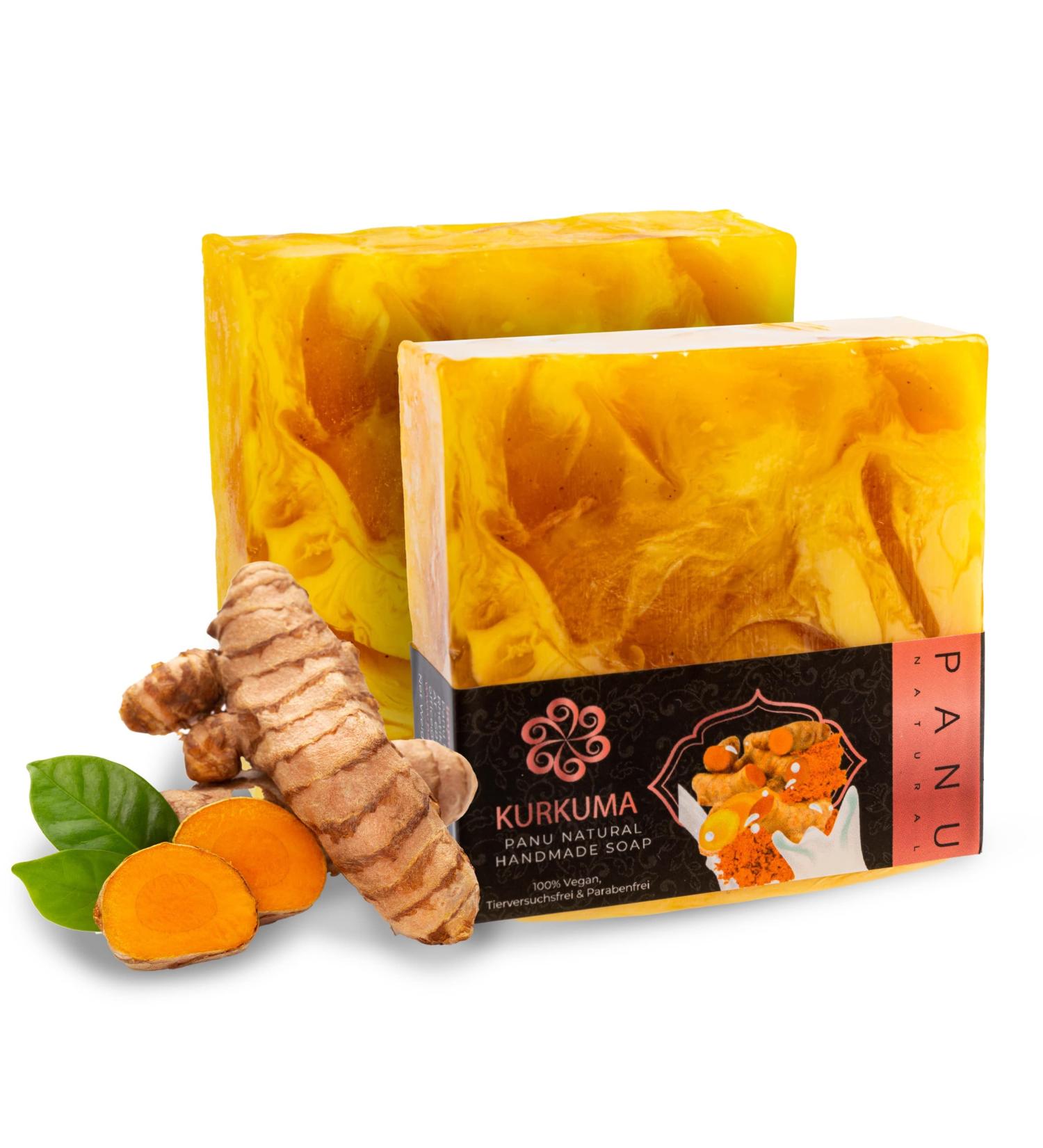 Panu Soap Turmeric - Vegan Natural Shower Soap Bar for All Skin Types | 110g Premium Solid Shampoo & Shower Gel - Buy Online on GoSupps.com