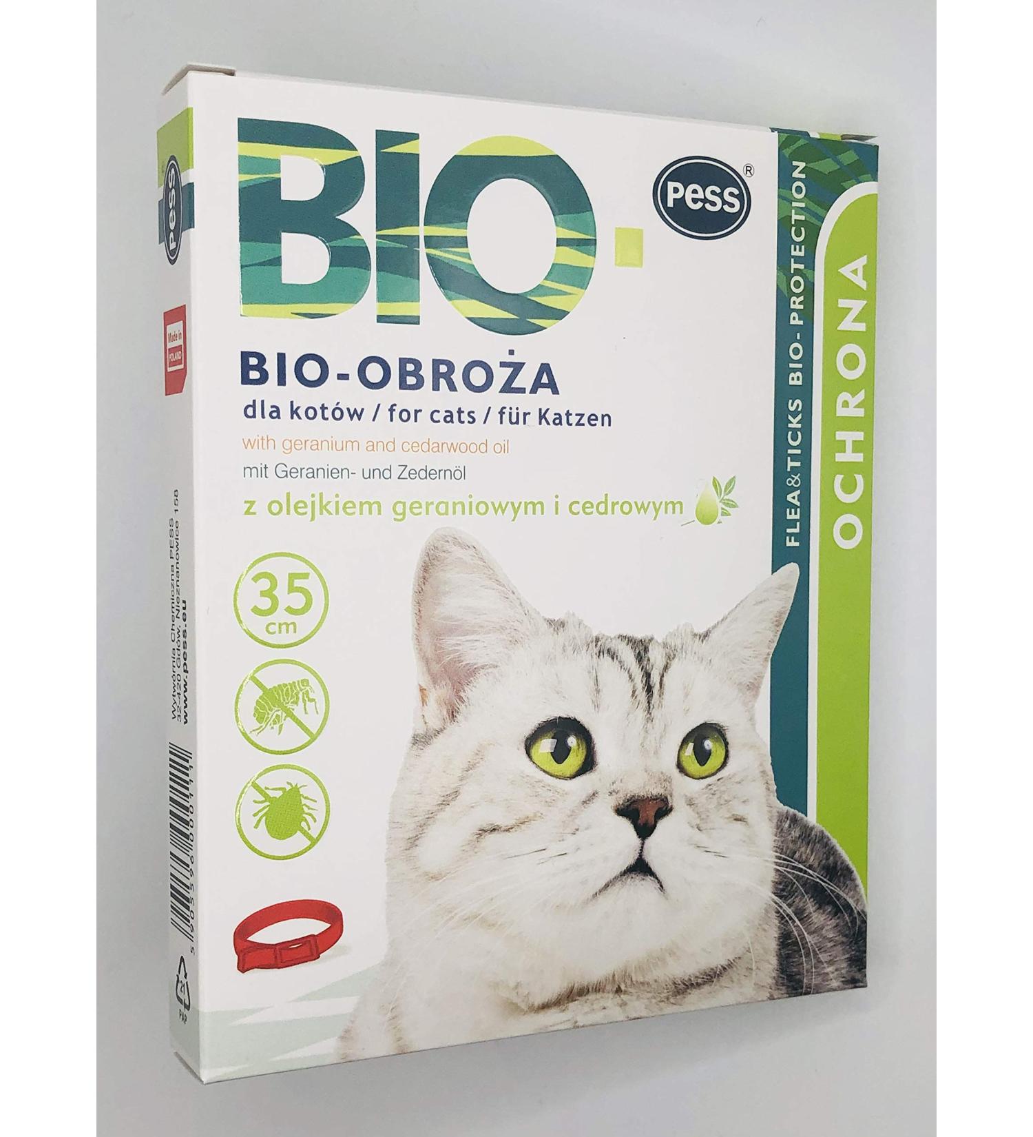 PESS Organic Tick and Flea Collar for Cats - Natural Geranium & Cedar Oils 35cm | Eco-Friendly Pest Control - Buy Online on GoSupps.com