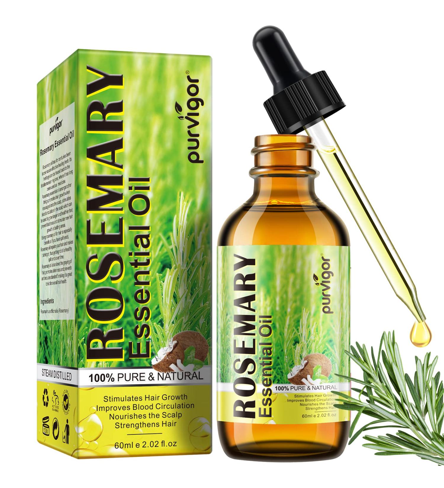 Rosemary Essential Oil for Hair Growth & Skin Care (2 Fl Oz) - Stimulates Growth, Nourishes Scalp, Improves Circulation - Hair Loss Treatment - Buy Online on GoSupps.com