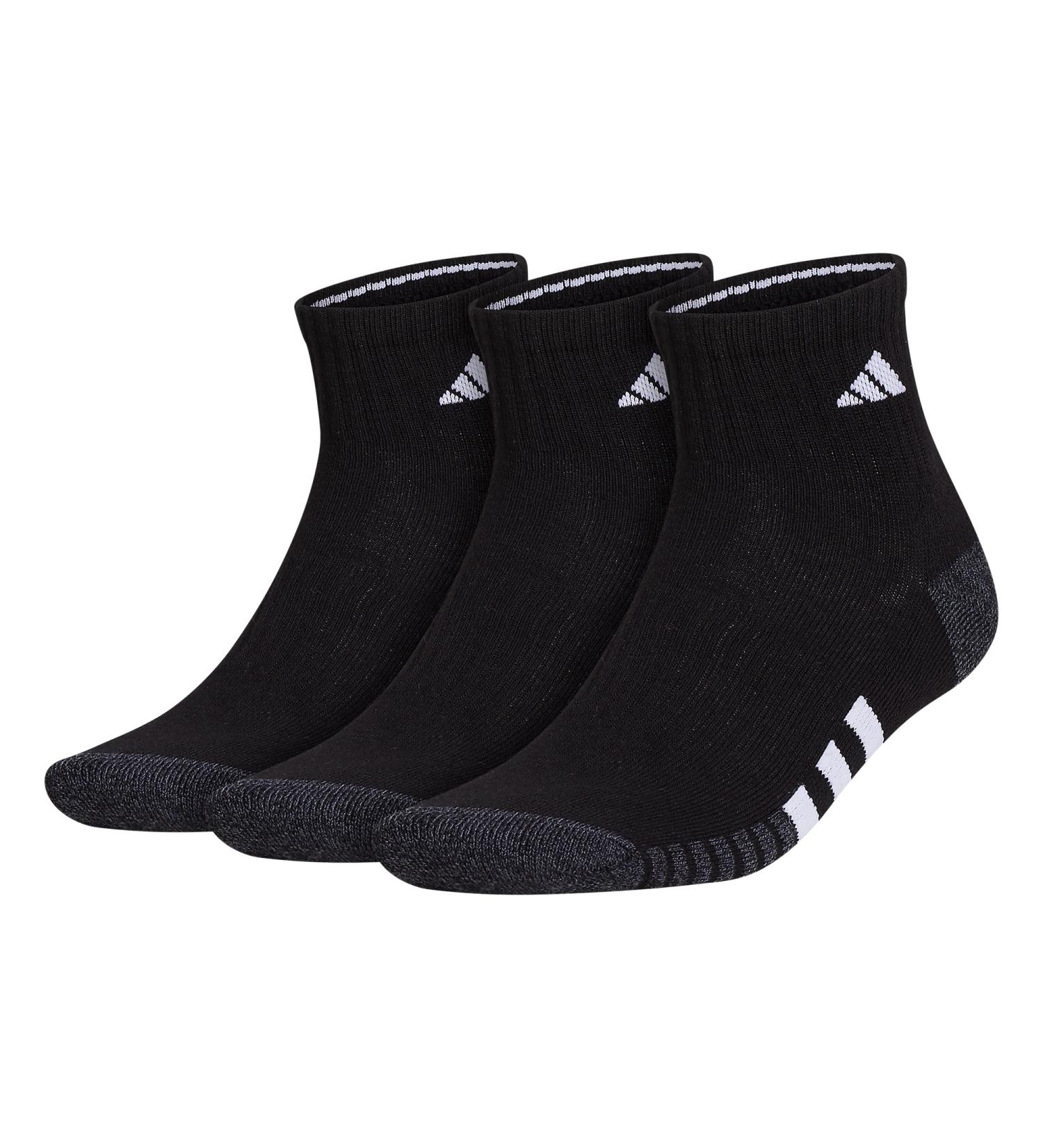 adidas Men's Cushioned 3.0 Quarter Socks - 3-Pack, Large, Black/Onix Grey/White - Buy Online on GoSupps.com