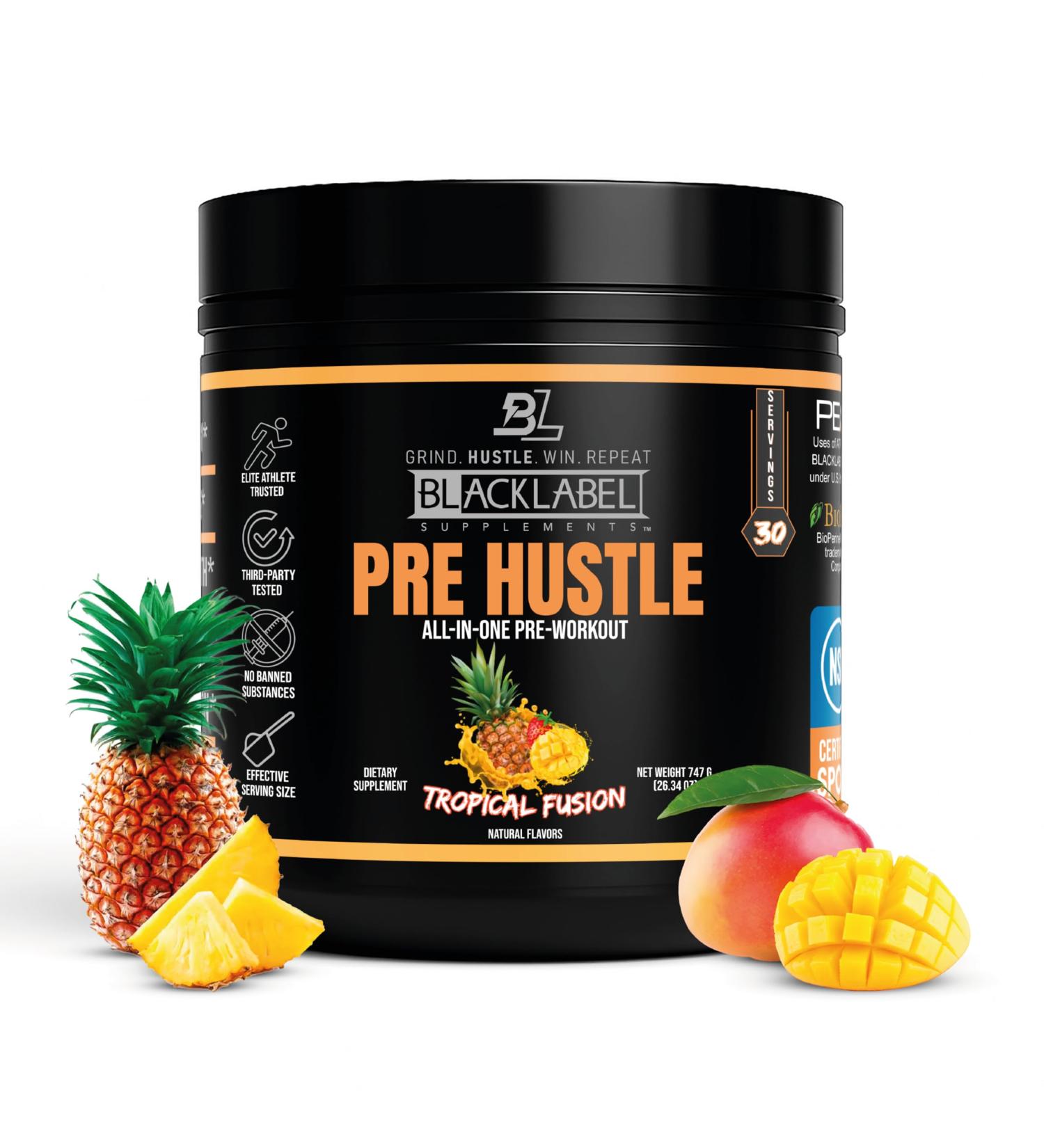 BLACKLABEL Supplements PRE Hustle V3 Pre-Workout Powder NSF Certified for Sport Energy Strength & Endurance Support Tropical Fusion Flavor with Creatine & Caffeine 30 Servings Pre Hustle V3 Tropical Fusion - Buy Online on GoSupps.com