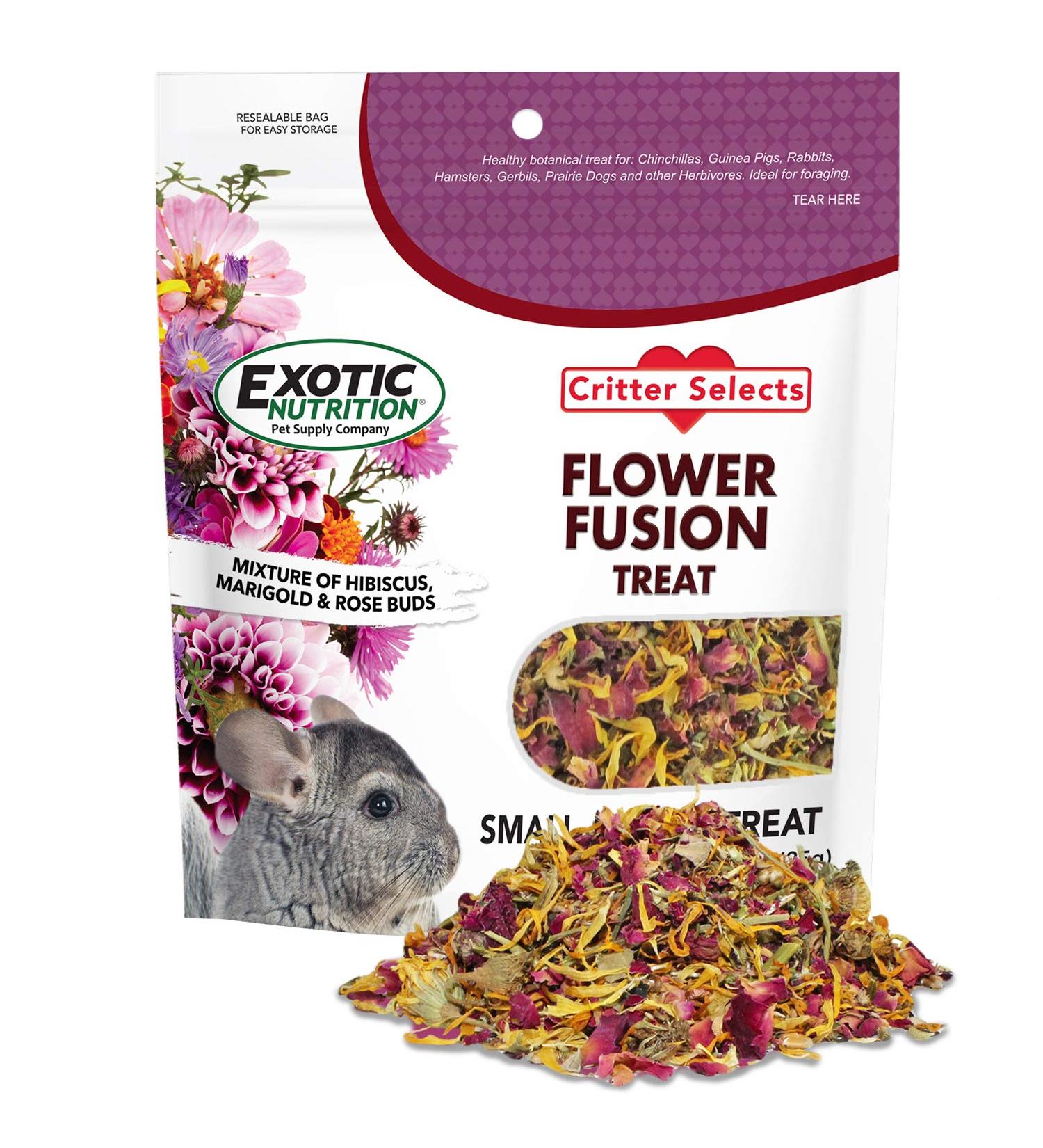 Flower Fusion Treat (0.85 oz.) - Healthy Natural Dried Flower Herbivore Treat - Chinchillas Guinea Pigs Rabbits Prairie Dogs Degus Hamsters Rats Squirrels Sugar Gliders & Other Small Pets - Buy Online on GoSupps.com